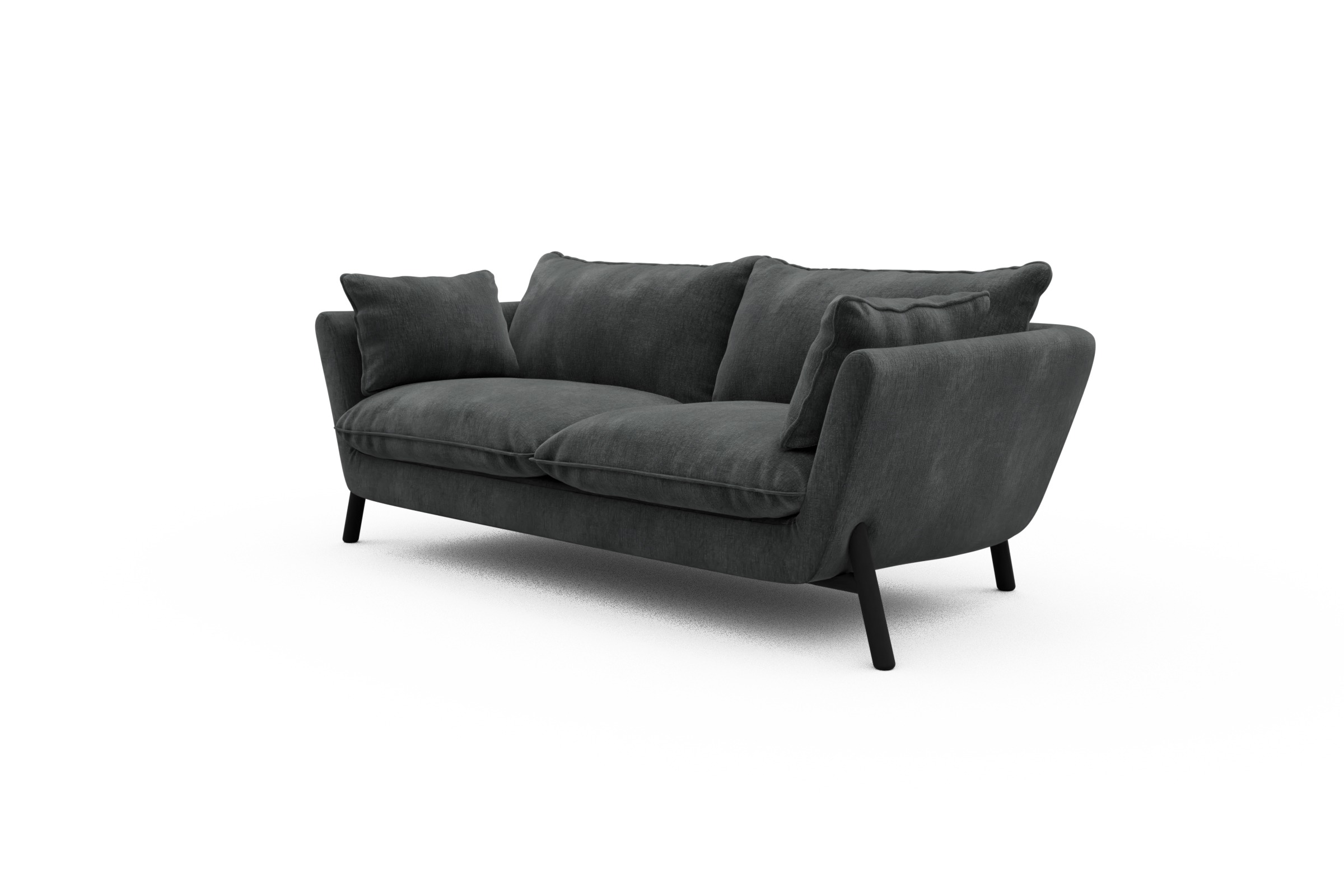 Sofa Emil PREMIUM 2-Sitzer Beinfarbe Eiche Schwarz Smooth-Deep-Warm-Grey