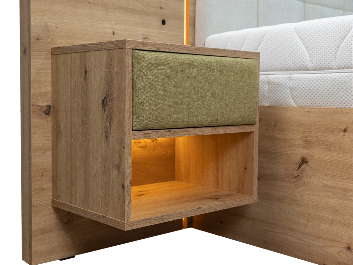 Bobochic Ryokan Polsterbett mit Bettkasten Strukturstoff Grün, Liegefläche 180 × 200 cm