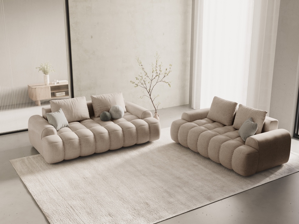 Cosmopolitan Design Sofa Linz 2-Sitzer Strukturierter Stoff Sorella Sand
