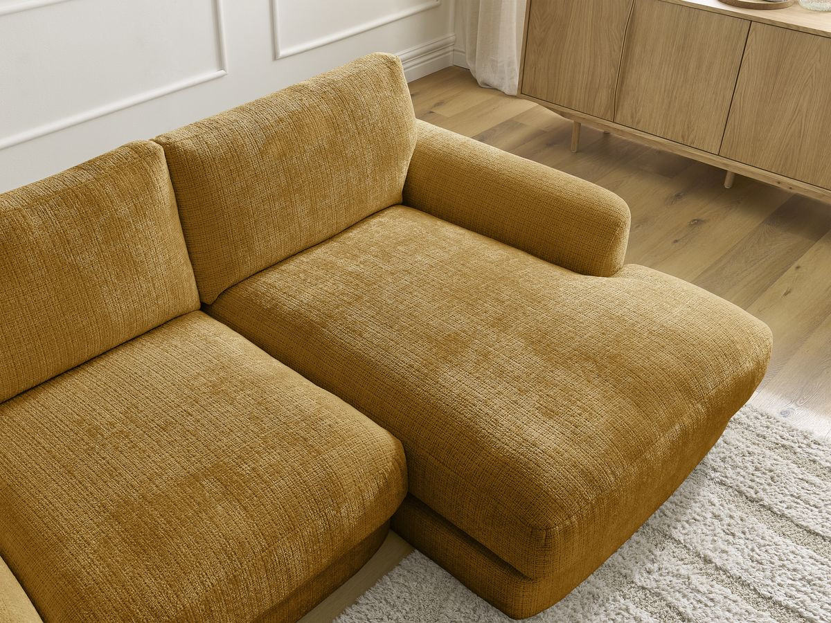 Bobochic Leonore Ecksofa Strukturstoff Gelb Ecke rechts