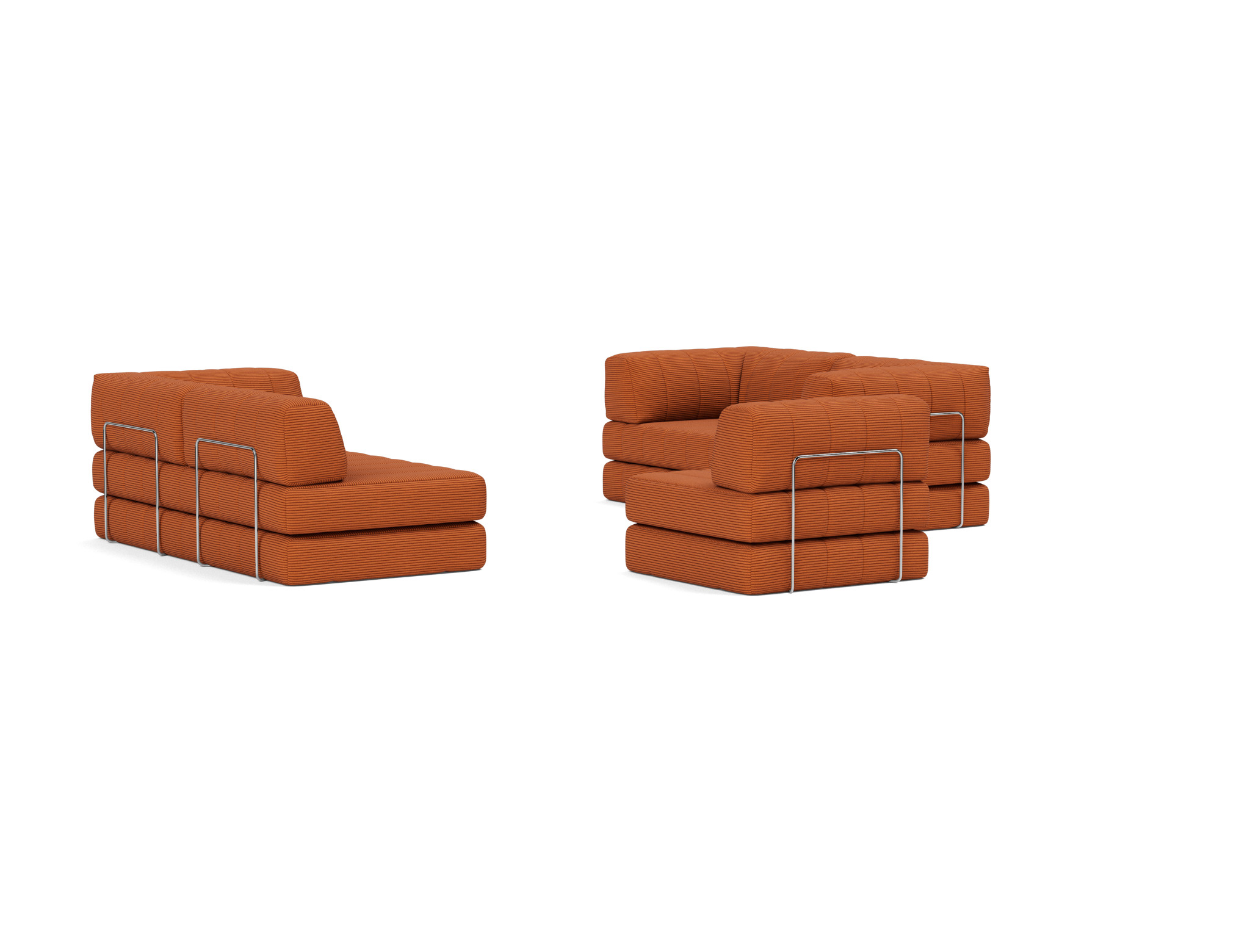 Eck-Schlafsofa CozyPad mit Armlehnen Kord Corduroy 595-Burnt-Orange