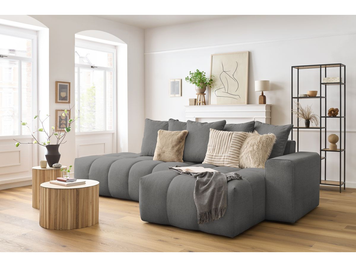 Bobochic Mont-blanc Ecksofa Melange-Stoff Dunkelgrau Ecke rechts