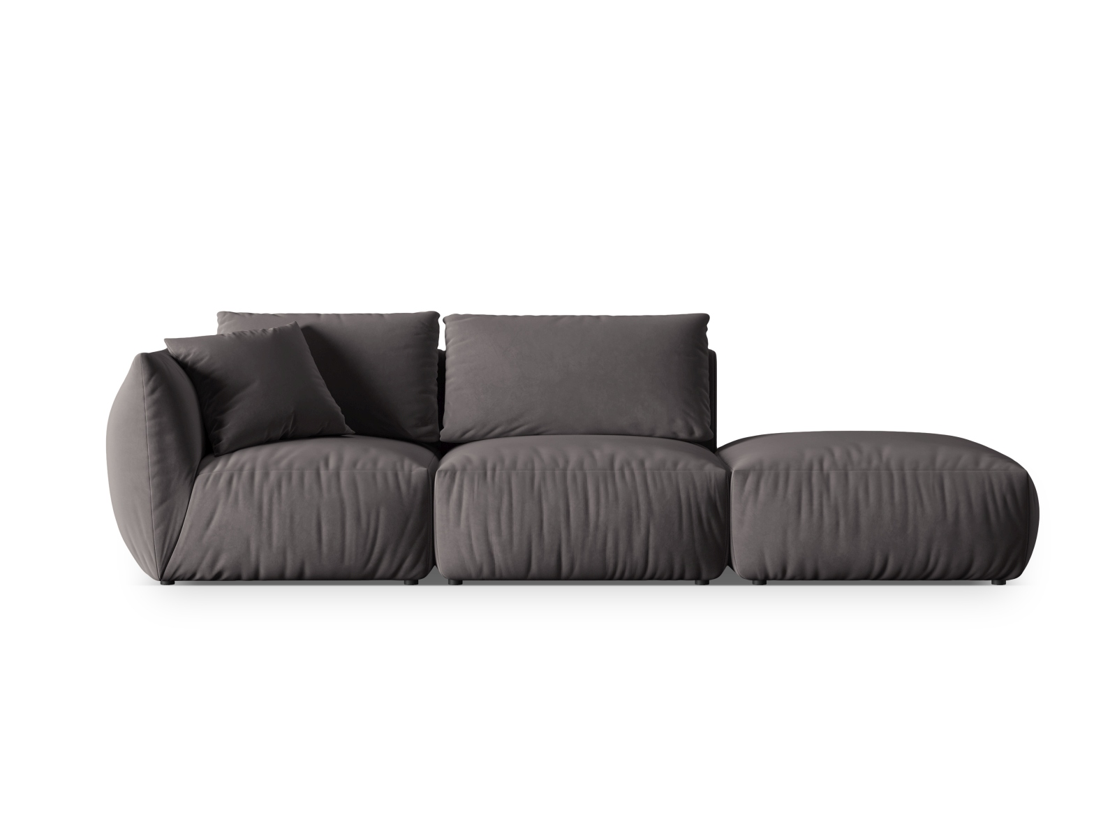 Micadoni Modulares Sofa Chris 3-Sitzer Rechts Samt Dunkelgrau