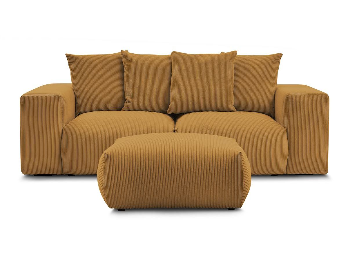 Bobochic Voltaire Sofa 4-Sitzer mit Pouf 248 × 100 cm Cordsamt Gelb