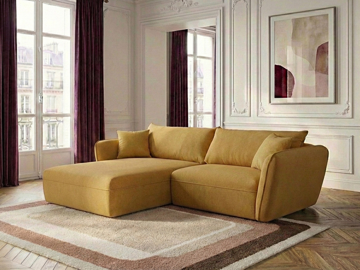 Bobochic Luigi Ecksofa Strukturstoff Gelb Ecke links