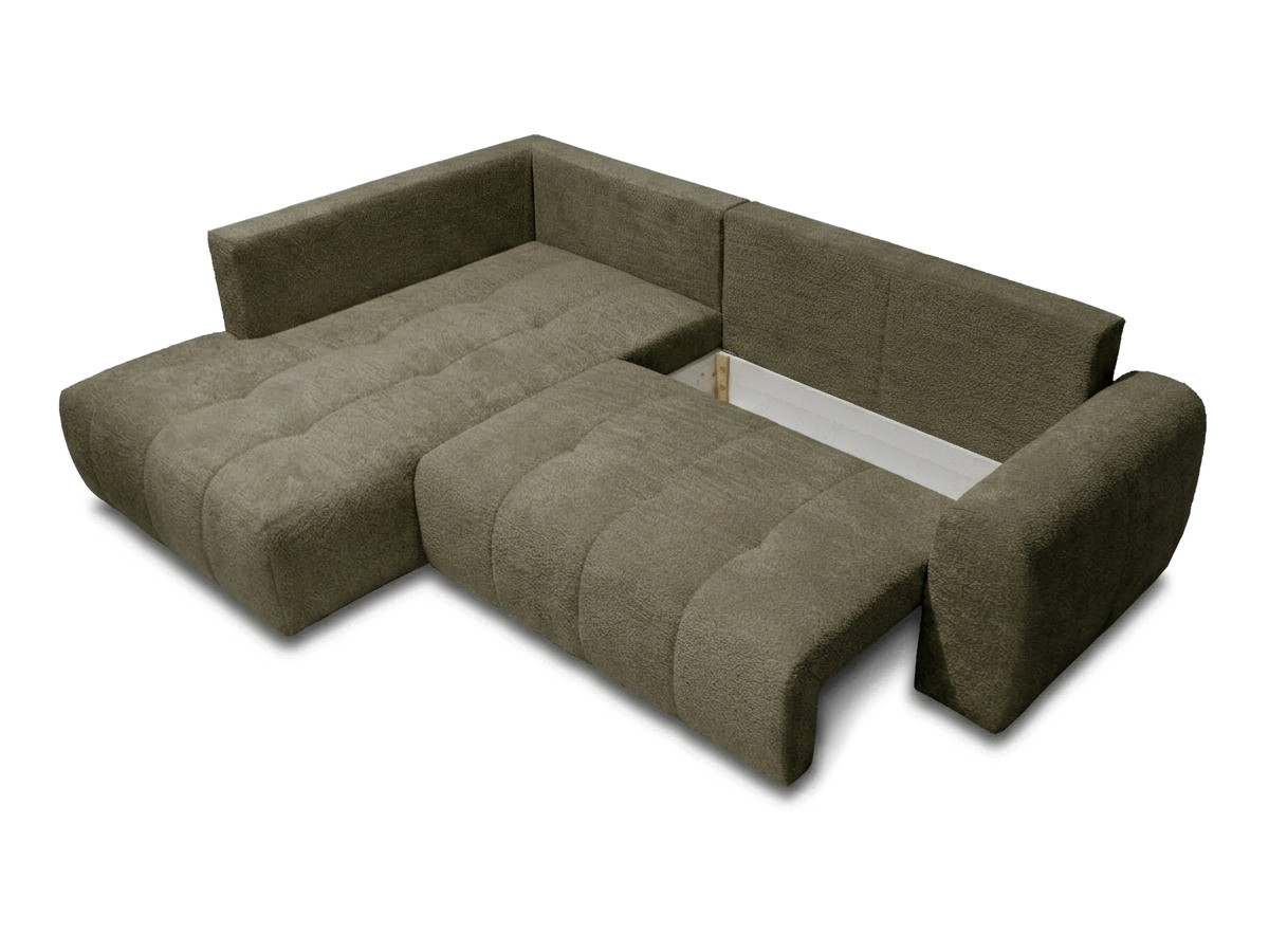 Bobochic Roxelane Ecksofa mit Schlaffunktion und Bettkasten Bouclé-Stoff Grün Ecke links