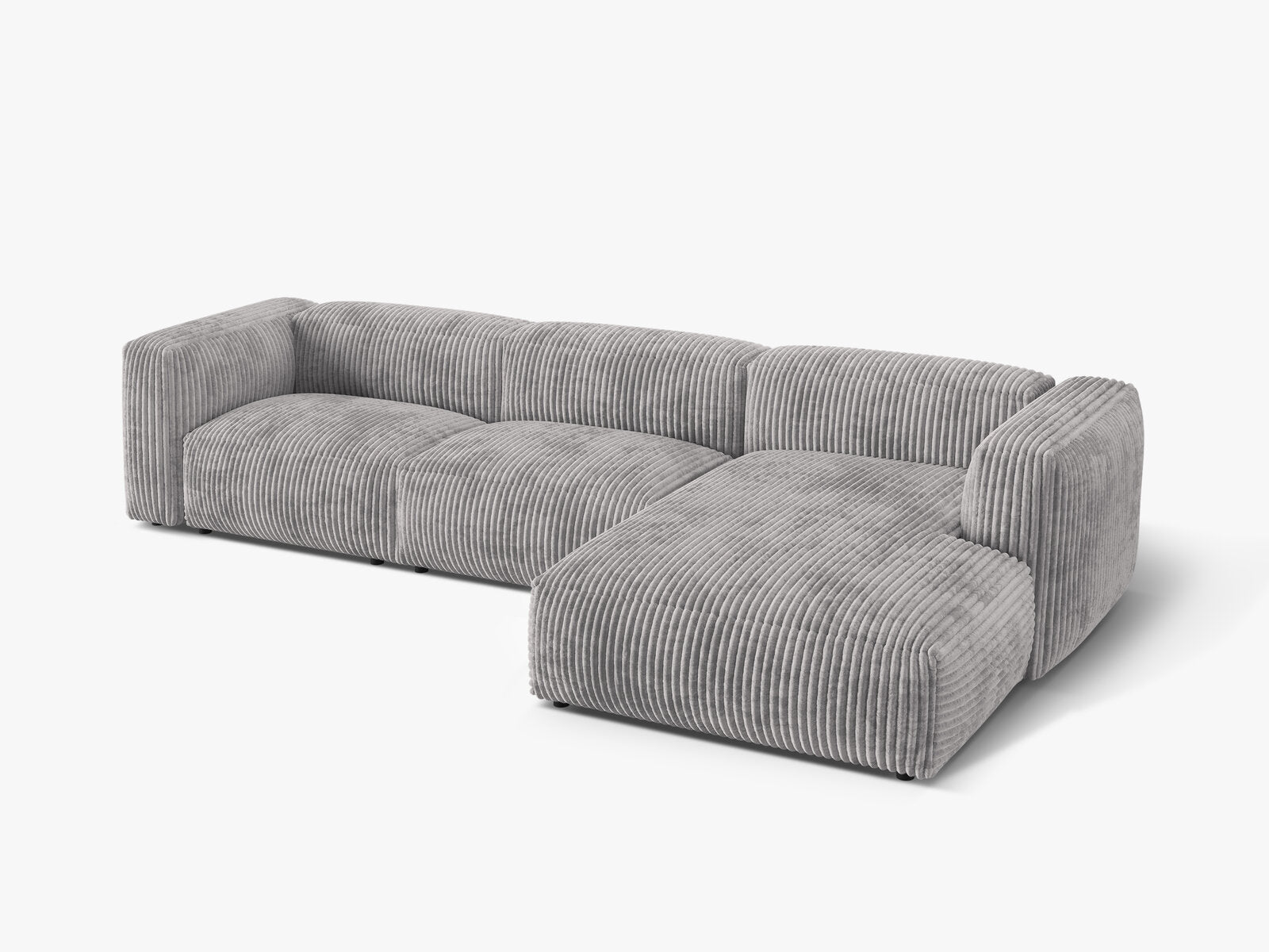 Micadoni Ecksofa Martina 3-Sitzer Rechts Kord Tilia Hellgrau