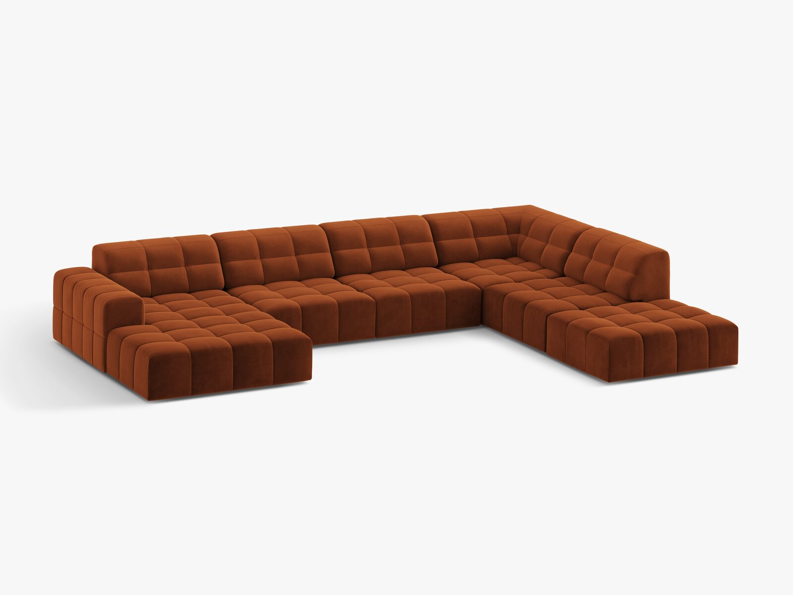 Micadoni Panorama Ecksofa Jennifer 7-Sitzer Rechts Samt Bluvel Terrakotta