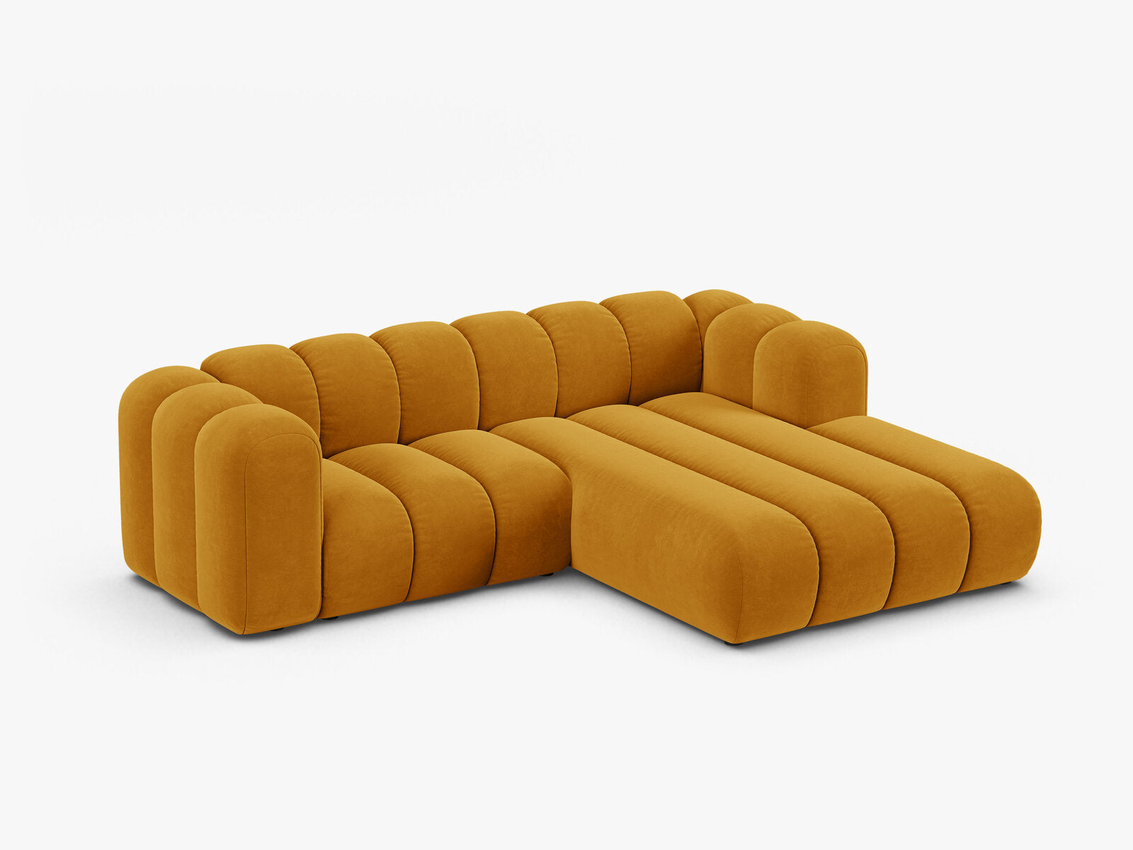 Micadoni Modulares Ecksofa Lupine 3-Sitzer Rechts Samt Salvador Gelb