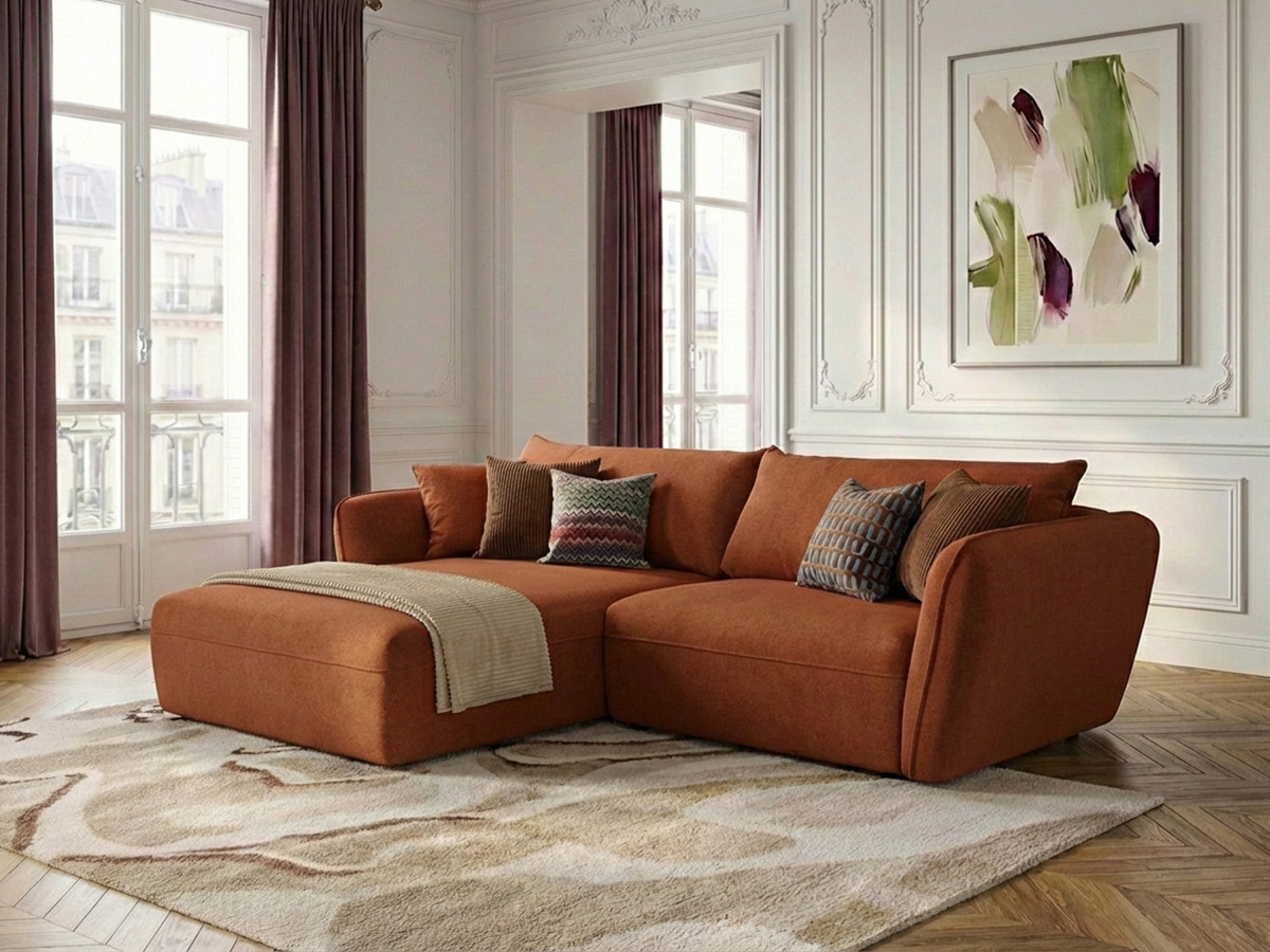 Bobochic Luigi Ecksofa Strukturstoff Orange Ecke links