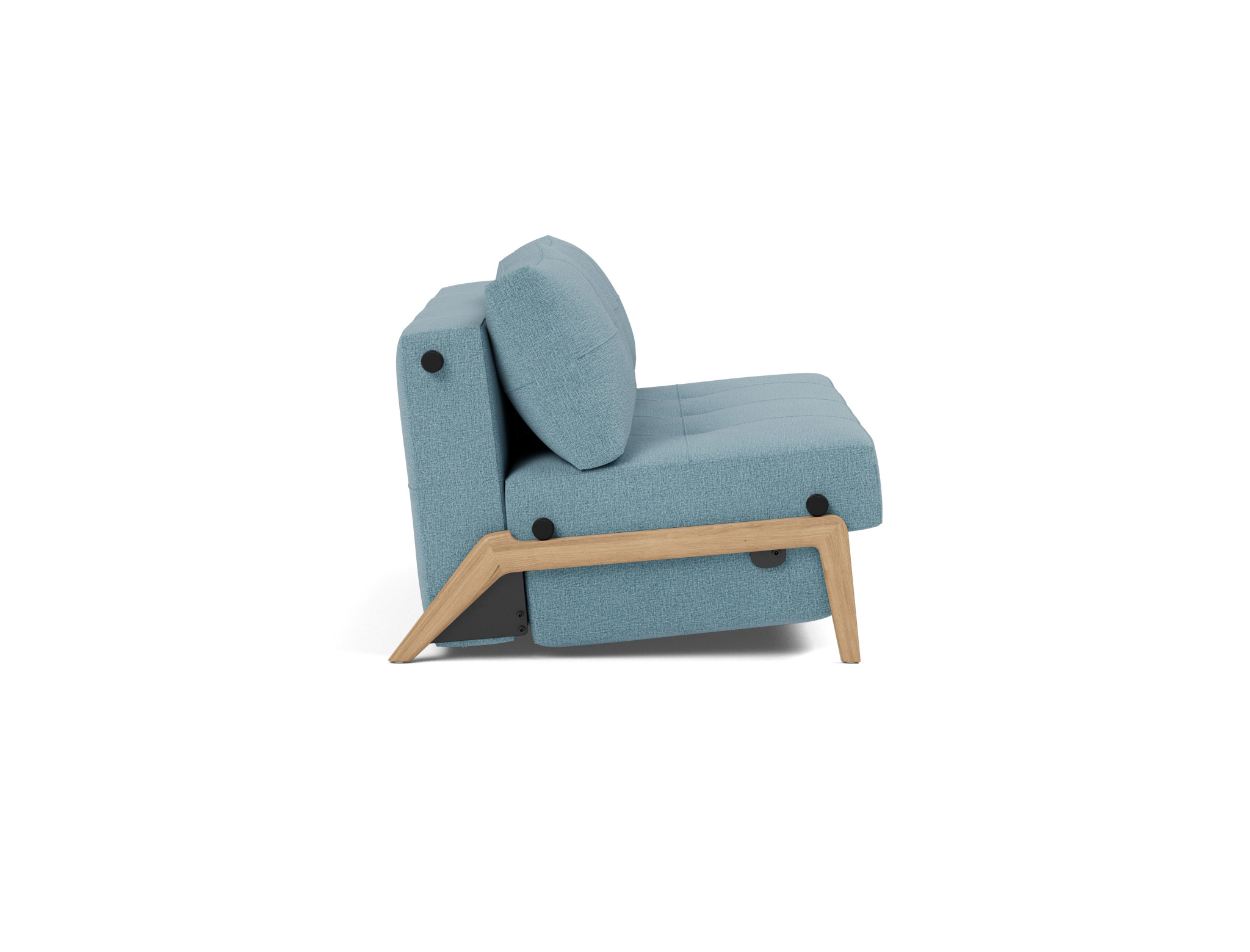 Schlafsofa Cubed 140 Flachgewebe Mixed Dance 525-Light-Blue Beine Eiche