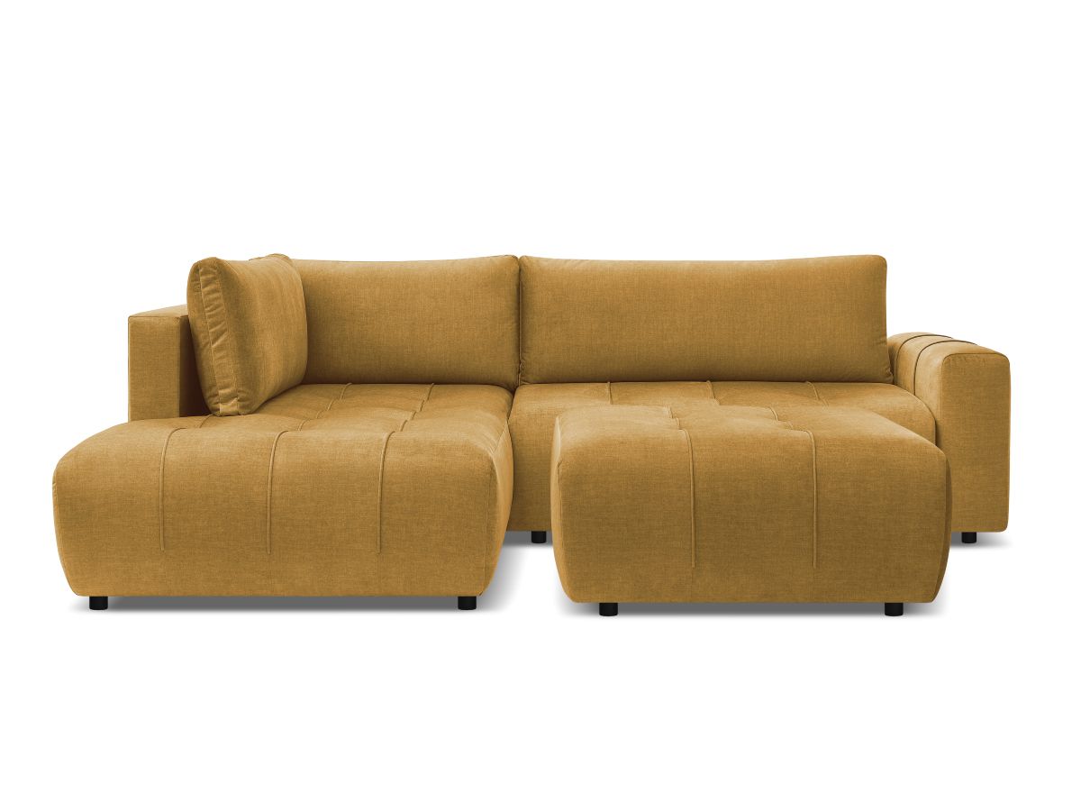 Bobochic Arsene Ecksofa mit Schlaffunktion und Bettkasten und Pouf 277 × 200 cm Samt Gelb Ecke links