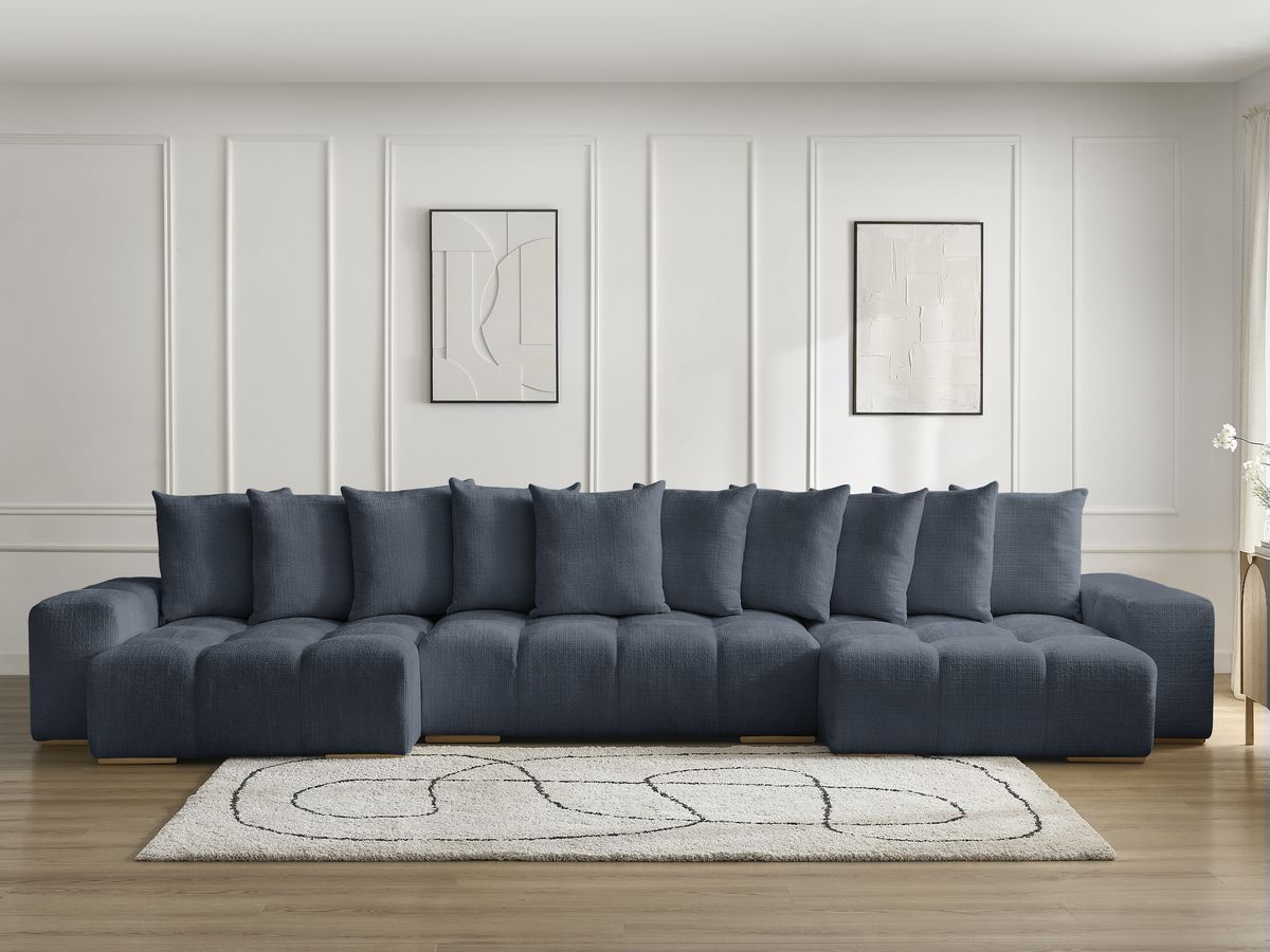 Bobochic Anakin Wohnlandschaft, 10 Kissen Strukturstoff Dunkelblau