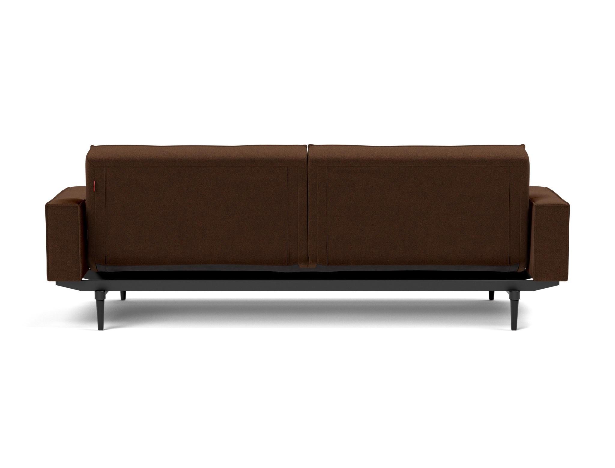 Schlafsofa Splitback mit Armlehnen Strukturierter Stoff Taura 359-Cappuccino Beine Styletto Eiche schwarz