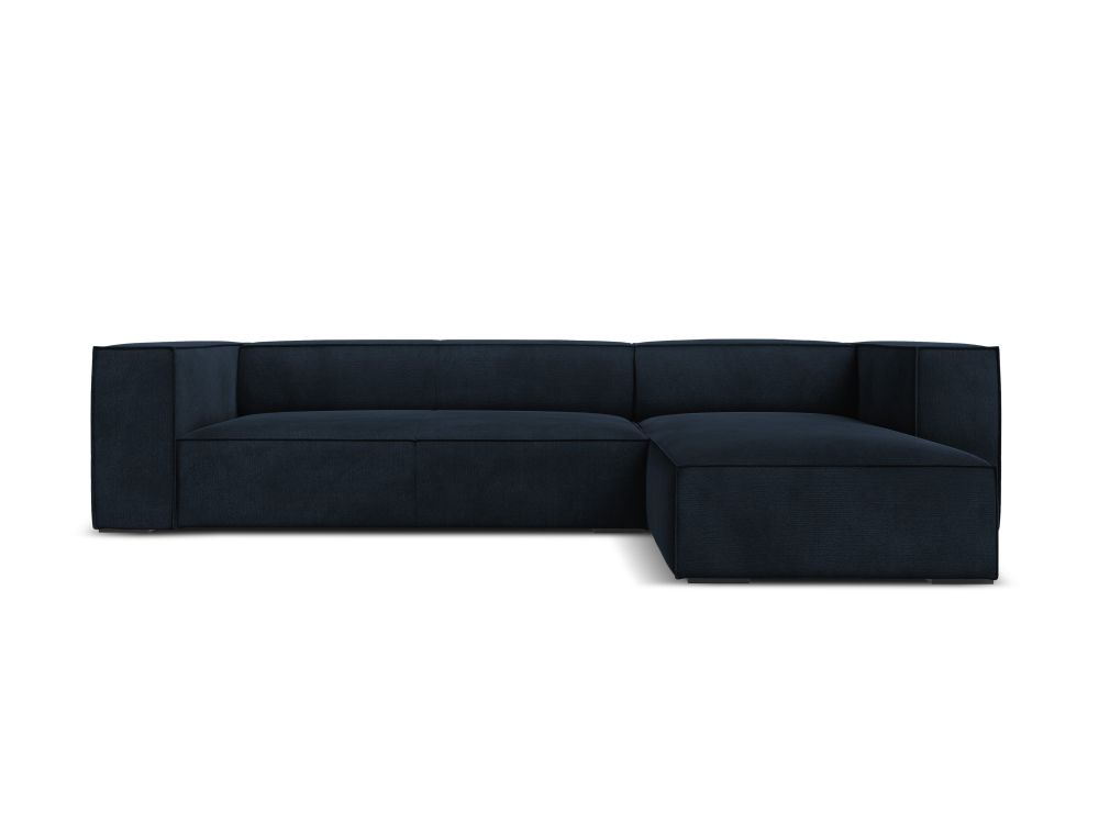 Cosmopolitan Design Ecksofa Turin 5-Sitzer Strukturierter Stoff Rosario Dunkelblau Rechts