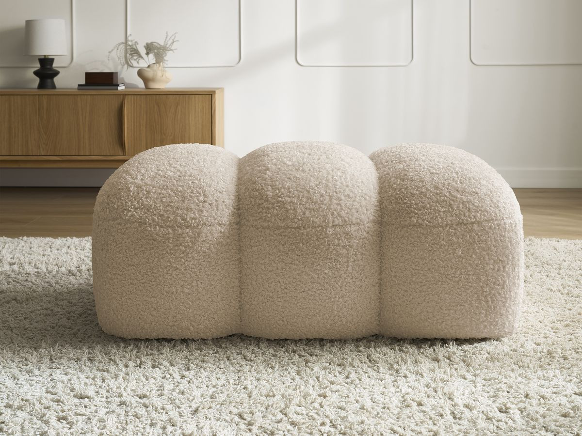 Bobochic Hippolyte Pouf Bouclé-Stoff Beige