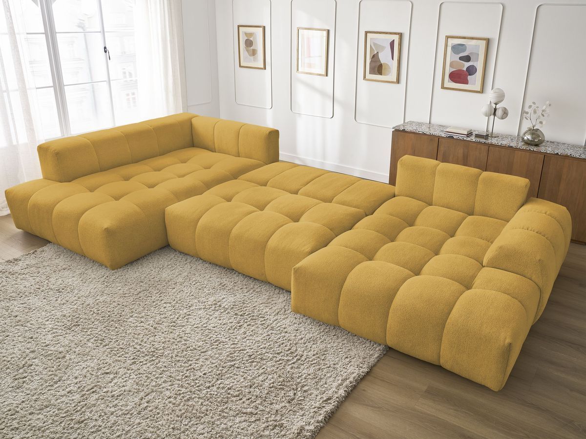 Bobochic Everest Wohnlandschaft, 6 Kissen Melange-Stoff Gelb Ecke rechts