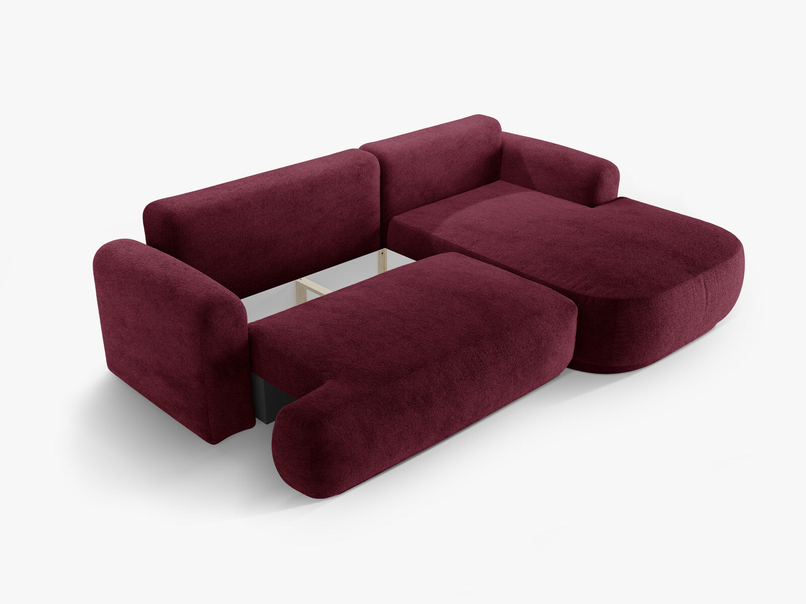 Micadoni Ella Ecksofa 5-Sitzer mit Schlaffunktion Rechts Strukturierter Stoff Sorella Burgundfarben