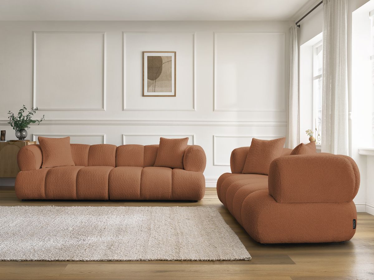 Bobochic Pamira Sofa 5-Sitzer Bouclé-Stoff Orange