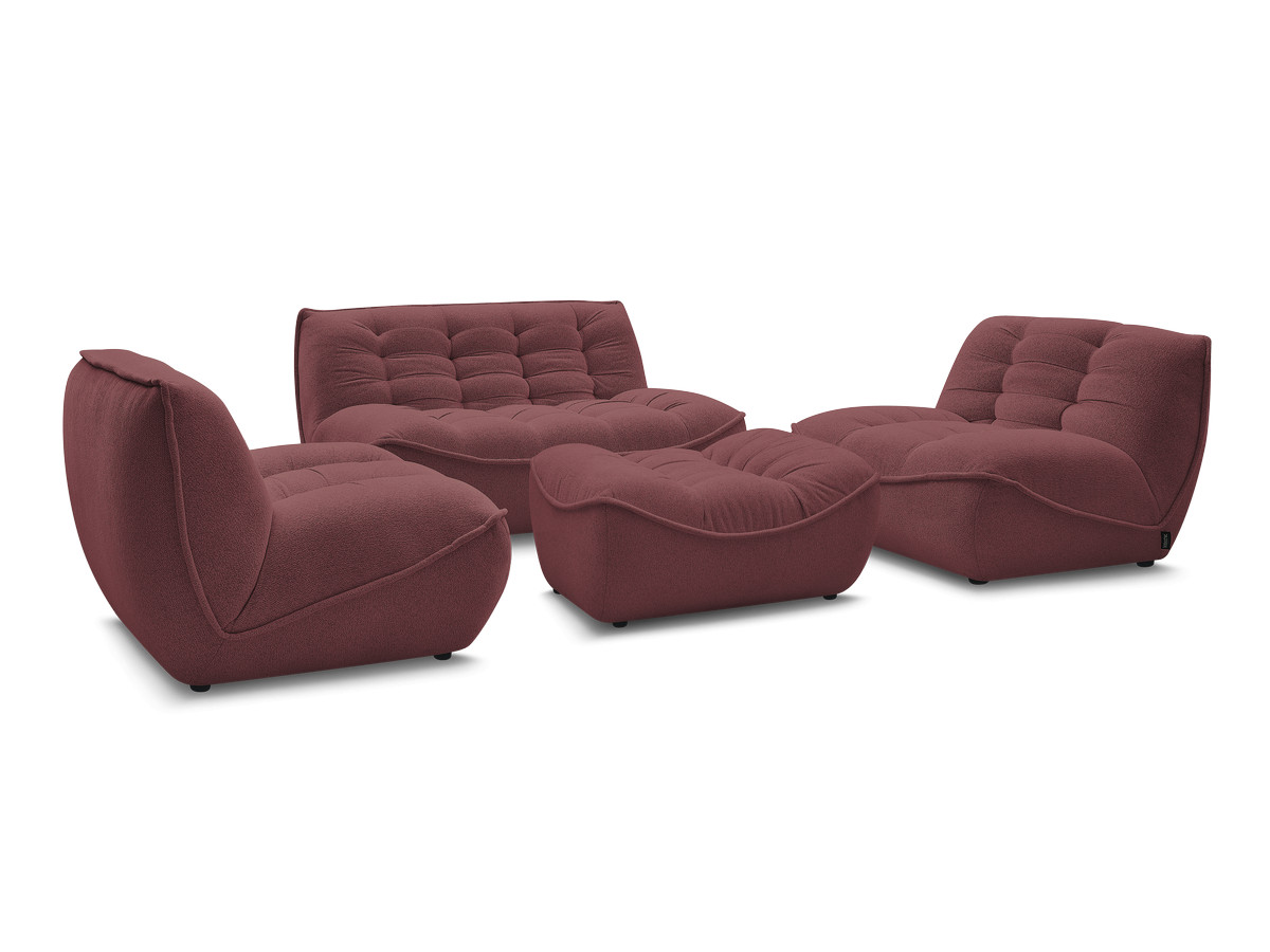 Bobochic Serena Sofa 4-Sitzer mit Pouf Melange-Stoff Rot
