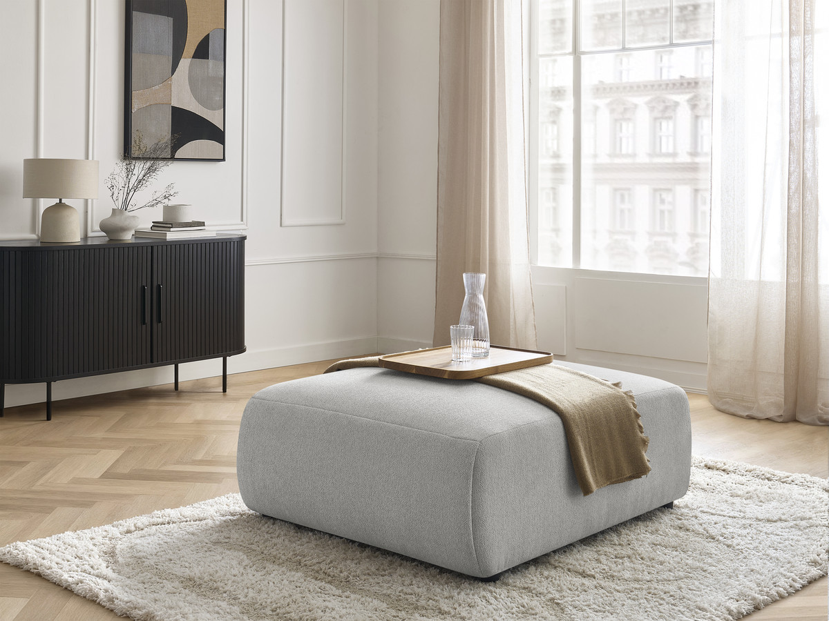 Bobochic Jana Pouf 94 × 114 cm Melange-Stoff Hellgrau