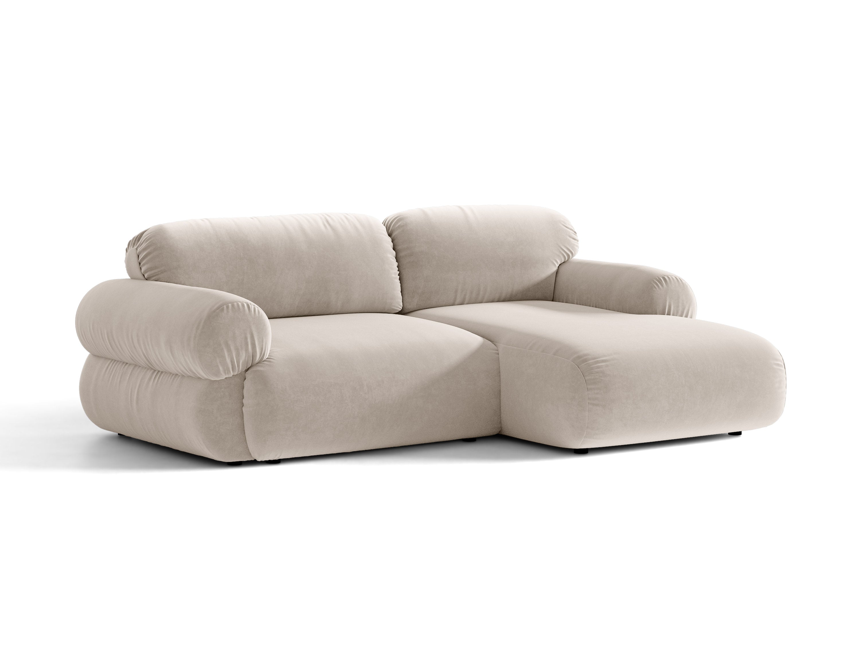 Micadoni Ophelia Ecksofa 4-Sitzer Rechts Samt Salvador Beige