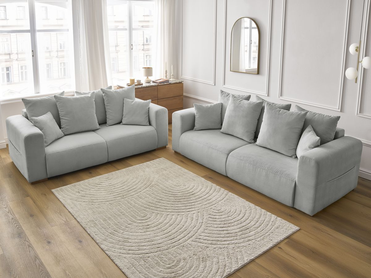 Bobochic Sidonie Sofa 5-Sitzer Cordsamt Hellgrau