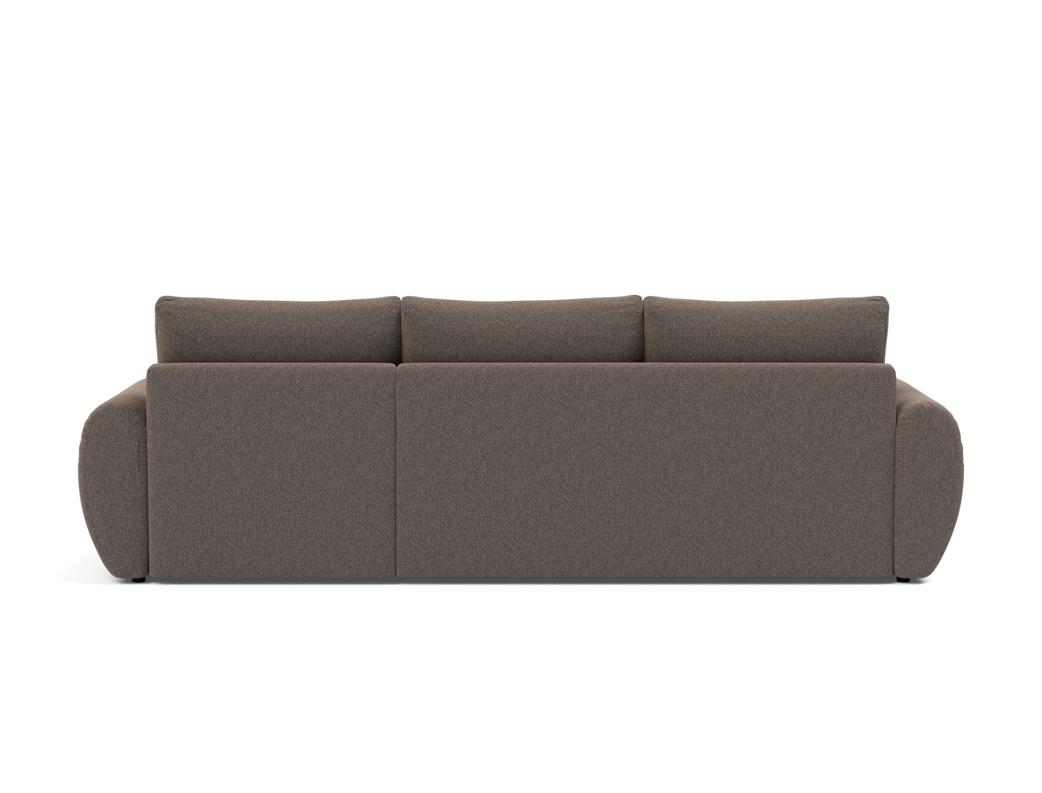 Schlafsofa Norum mit Chaiselongue und Curve-Armlehnen Boucle Skandi 530-Taupe