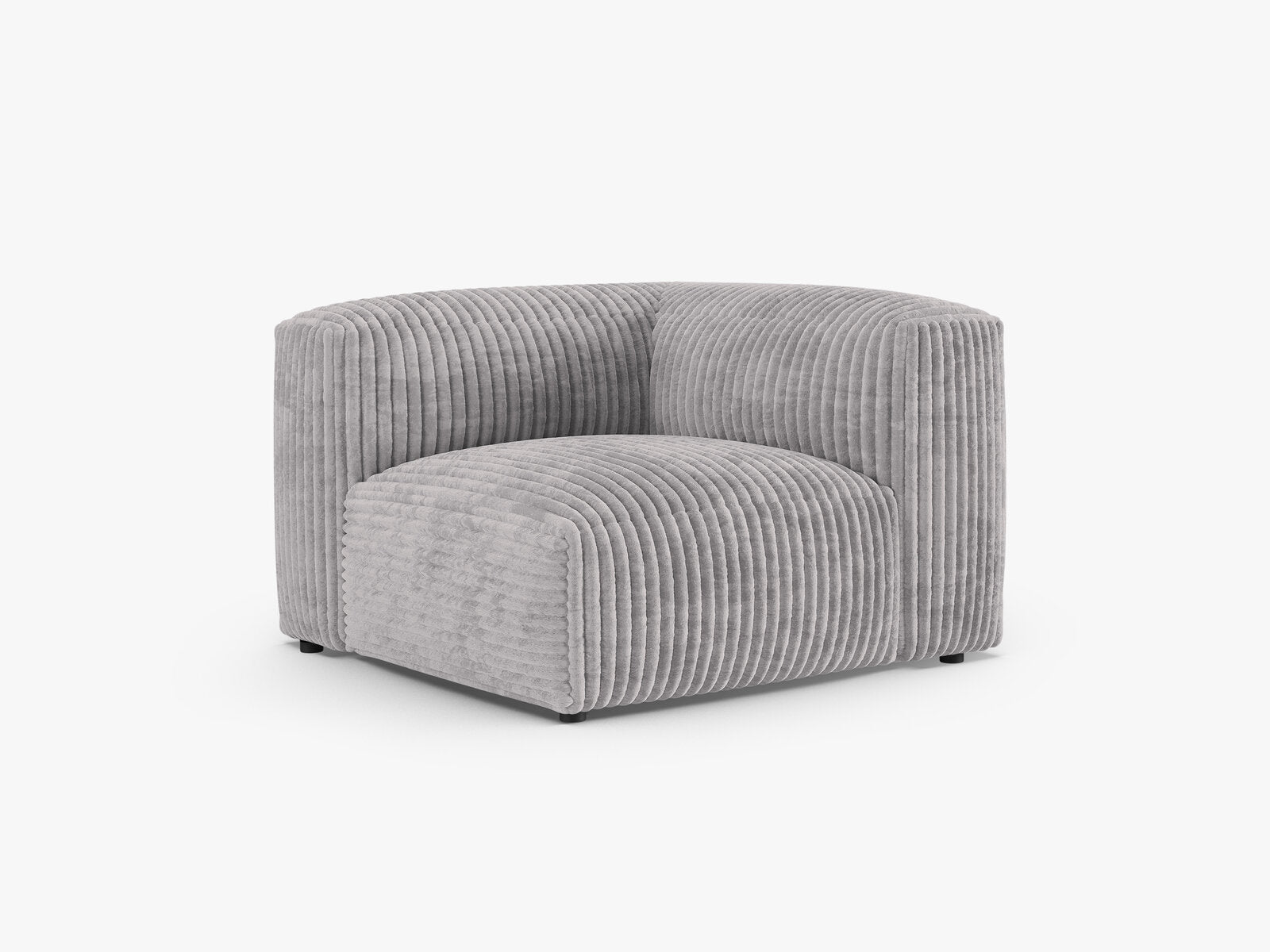Micadoni symmetrisches Eckmodul Martina 1-Sitzer 90cm Sitztiefe Kord Tilia Hellgrau
