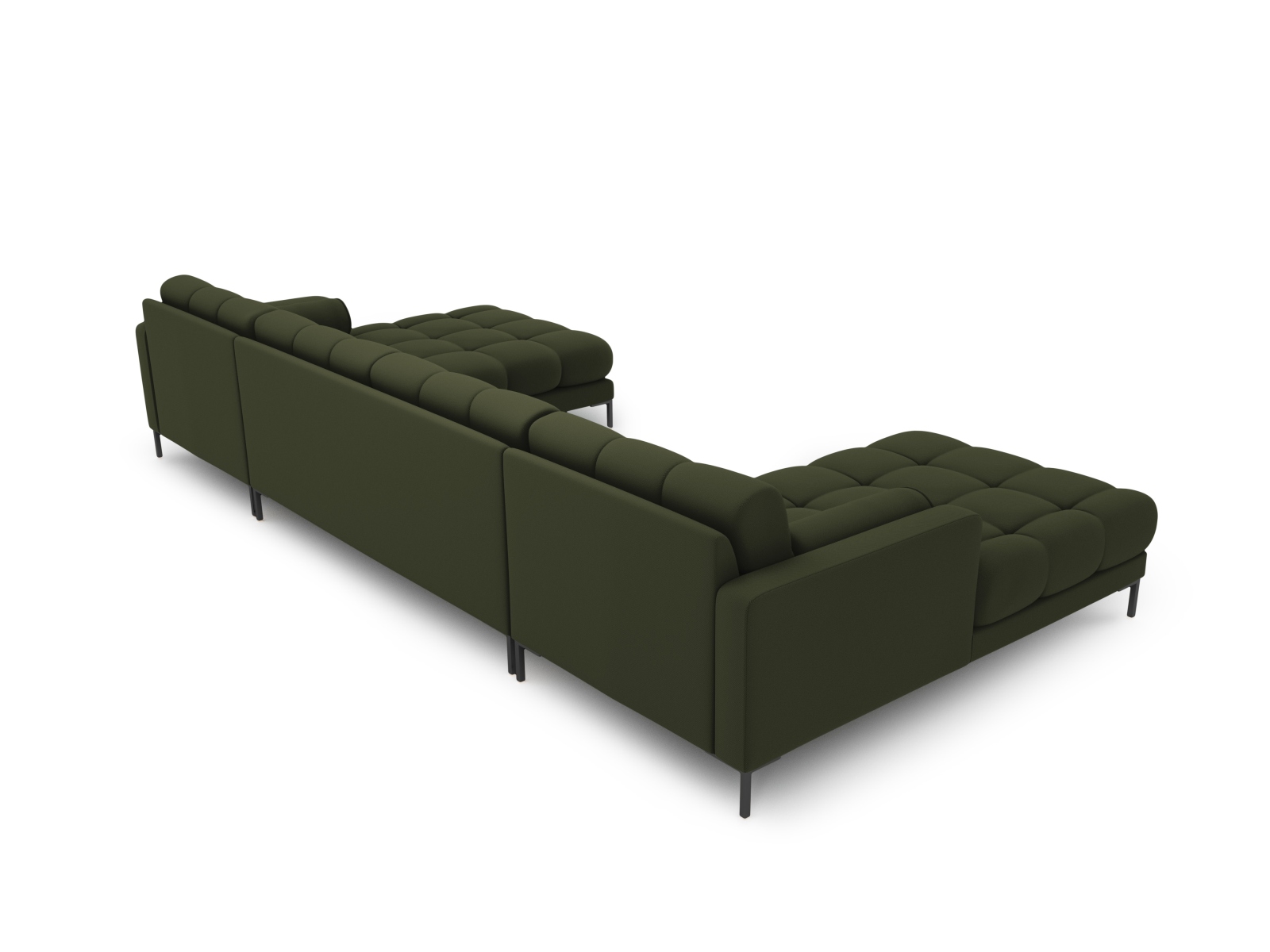 Cosmopolitan Design Panoramasofa Bali 7-Sitzer 383 cm Strukturierter Stoff Neve Grün Beine Schwarzes Metall