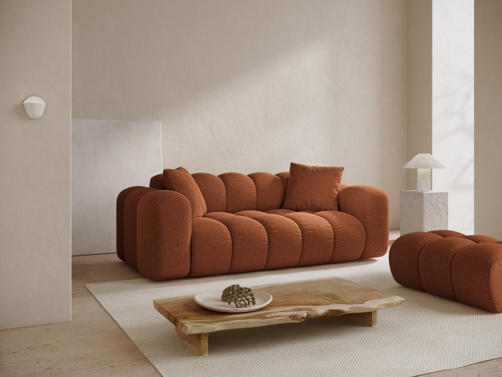 Cosmopolitan Design Sofa Treno 3-Sitzer Chenille Eden Ziegel