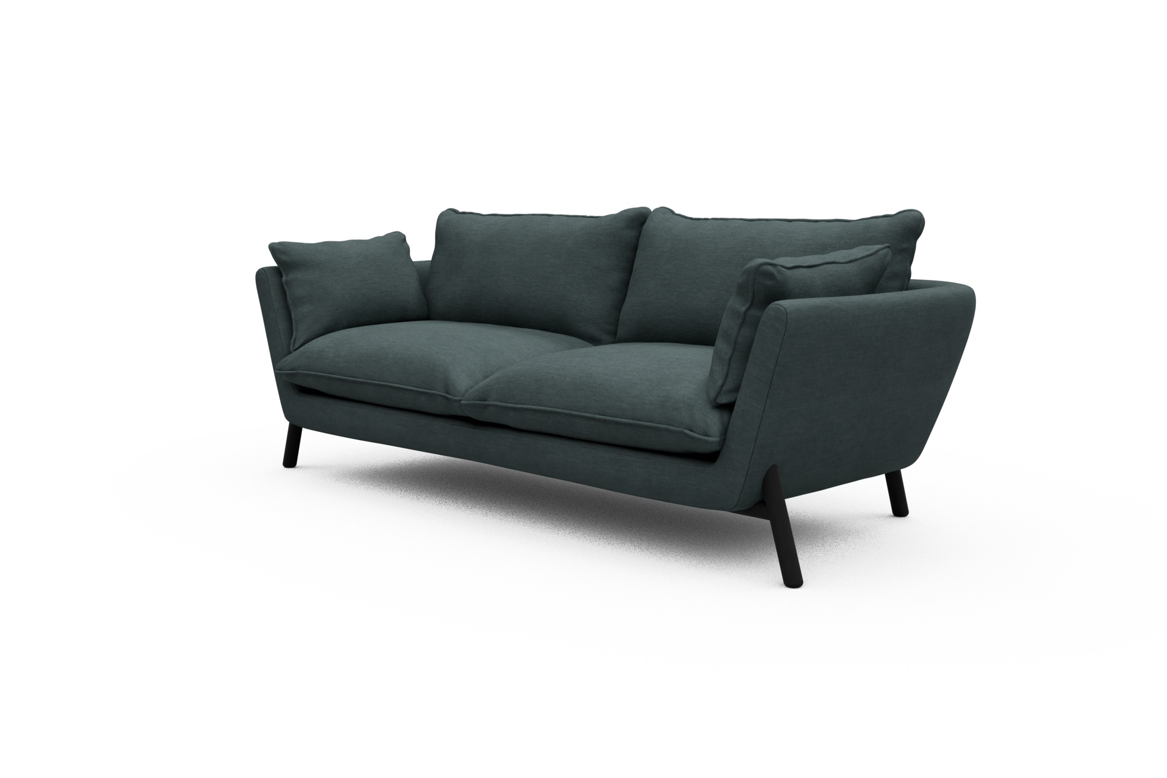 Sofa Emil PREMIUM 3-Sitzer Beinfarbe Eiche Schwarz Vivus-Blue