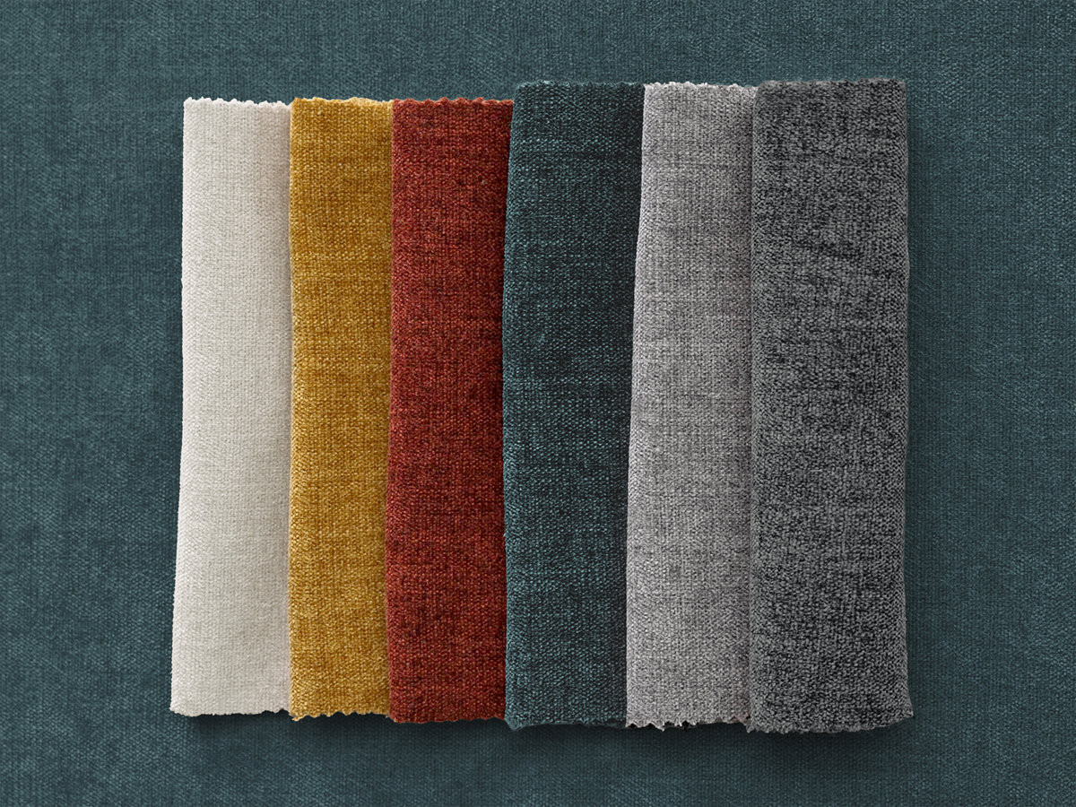 Bobochic Enore Ecksofa 330 × 100 cm Stoff Blau Ecke rechts