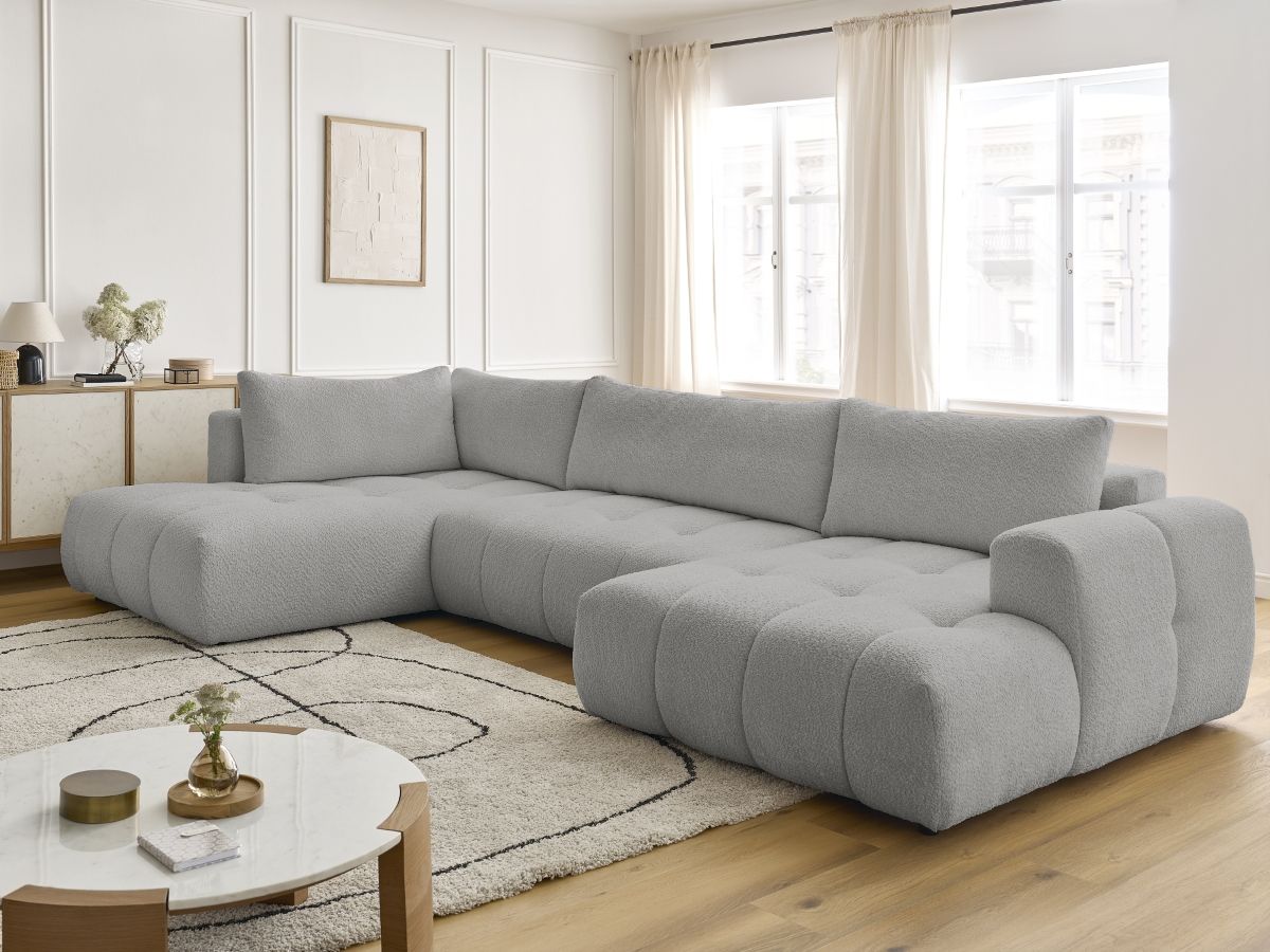 Bobochic Fuji Wohnlandschaft Bouclé-Stoff Hellgrau Ecke rechts