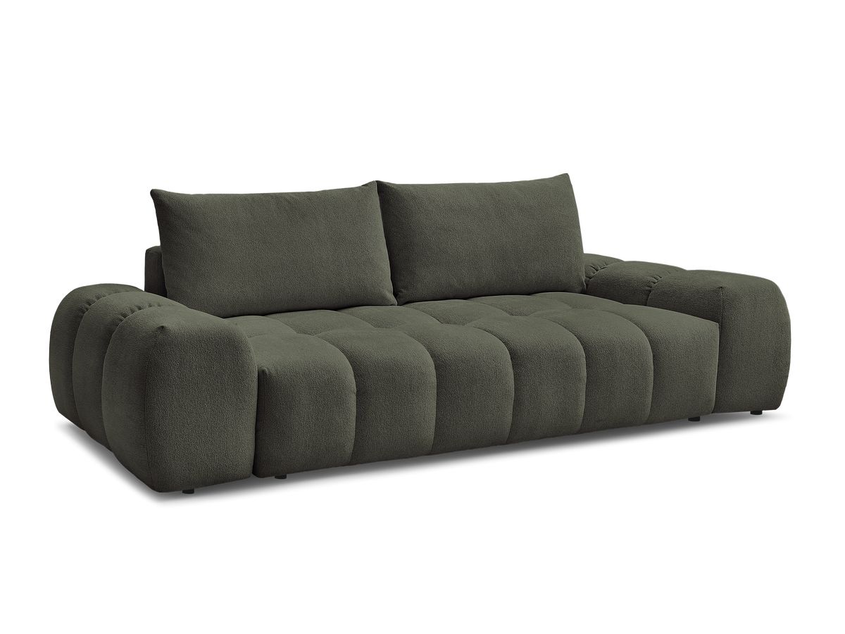 Bobochic Everest Schlafsofa 3-Sitzer mit Bettkasten, 2 Kissen Melange-Stoff Grün