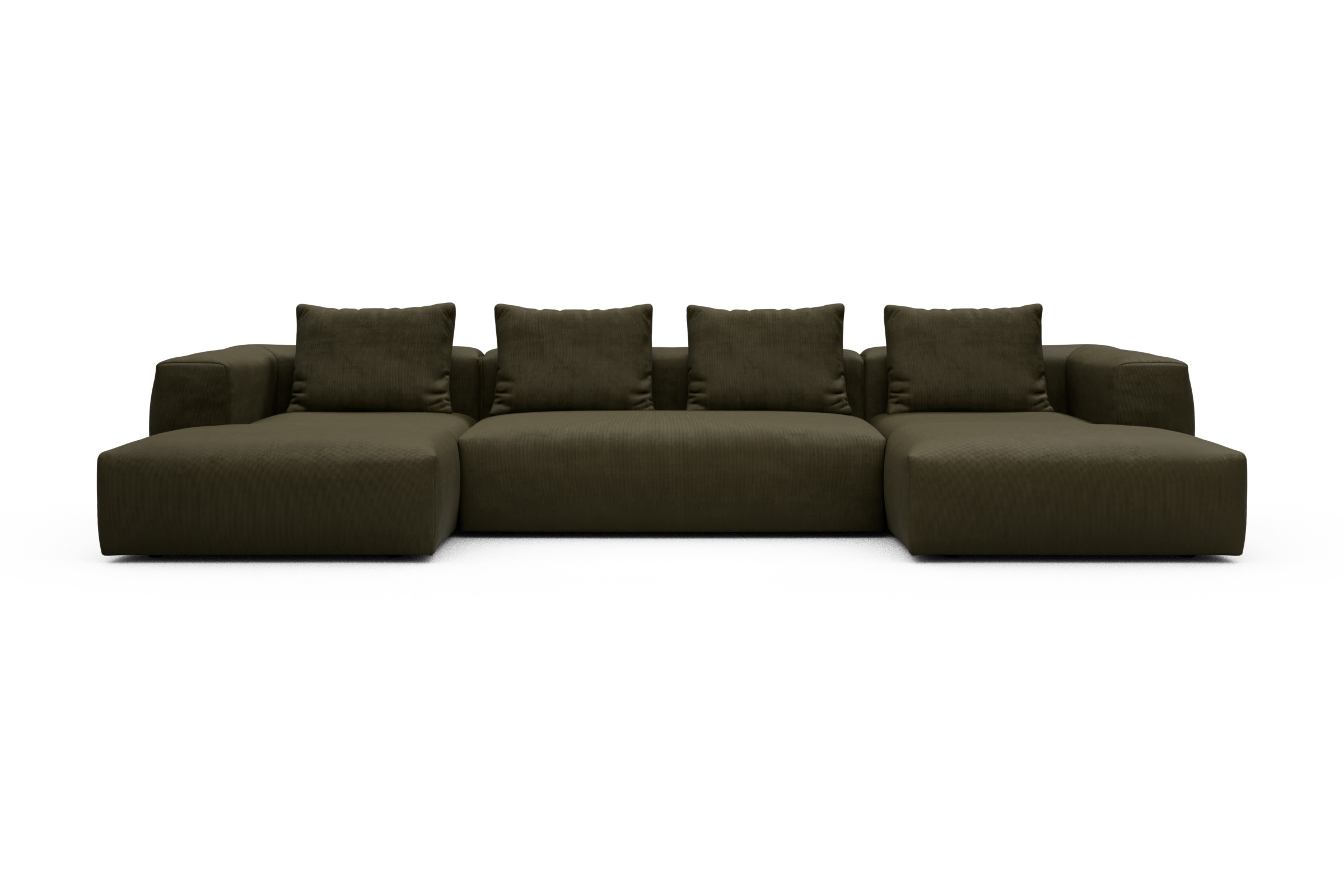 Skandi Home Wohnlandschaft Fred mit 2-Sitzer und Chaiselongue beidseitig Cordufine-Pine-Green moebelfaktor
