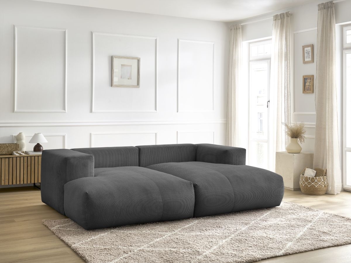 Bobochic Voltaire Sofa 4-Sitzer 248 × 170 cm Cordsamt Dunkelgrau