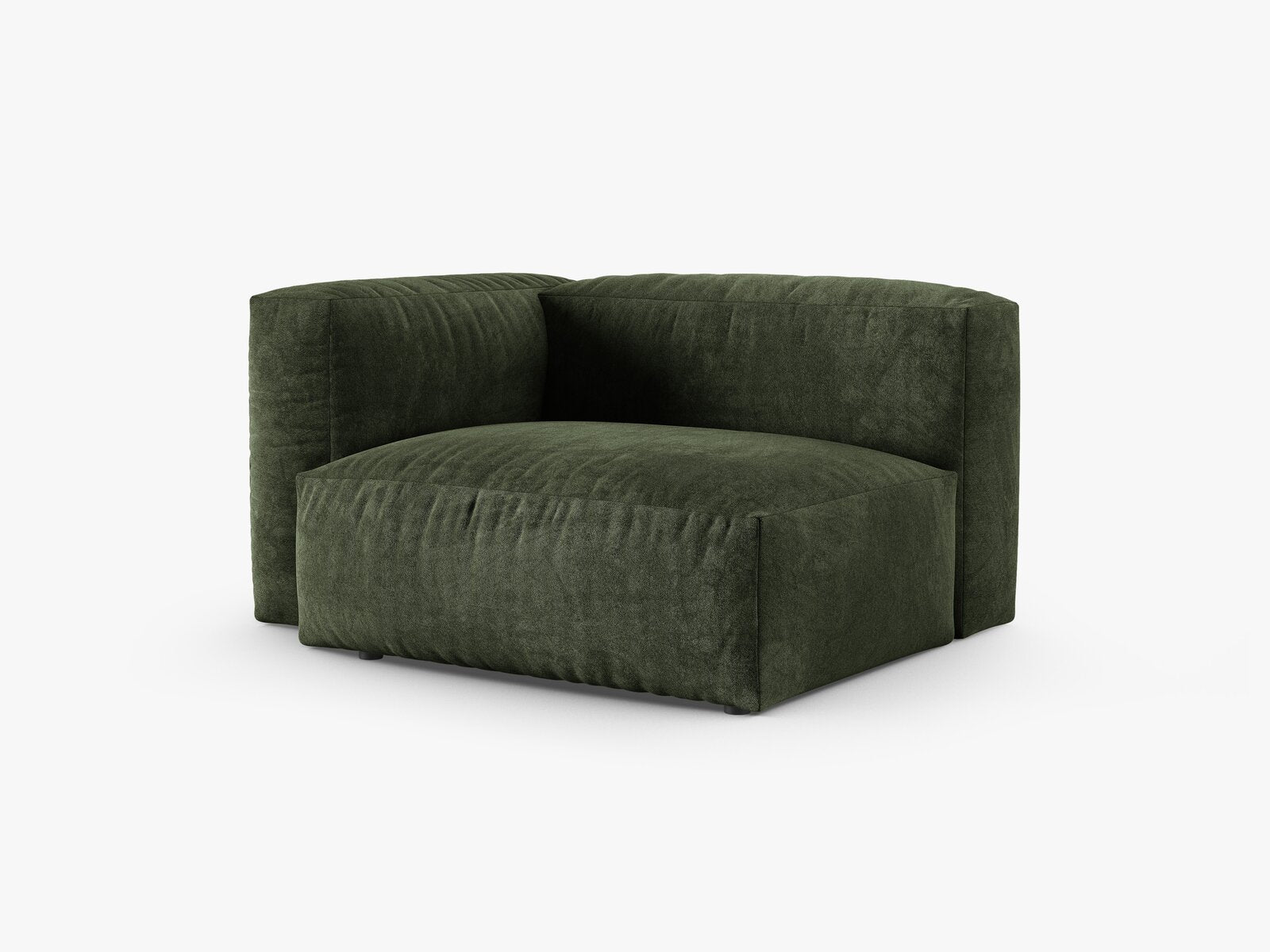 Micadoni Eckmodul mit Armlehne Martina 1-Sitzer 90cm Sitztiefe Links Samt Vogue Grün
