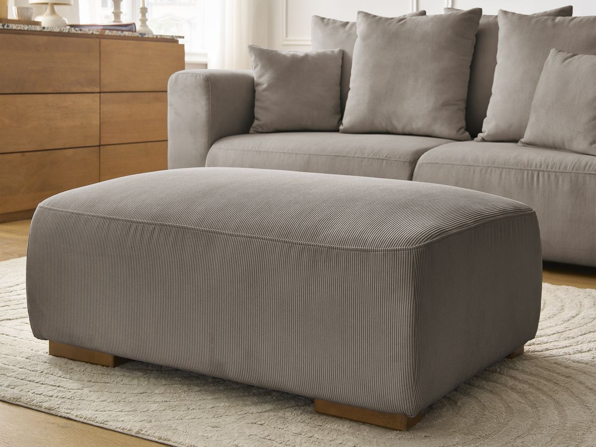 Bobochic Sidonie Sofa 3-Sitzer mit Pouf Cordsamt Taupe
