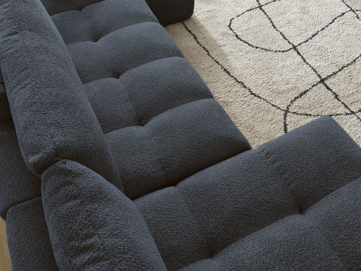 Bobochic Anakin Wohnlandschaft, 3 Kissen Bouclé-Stoff Dunkelblau