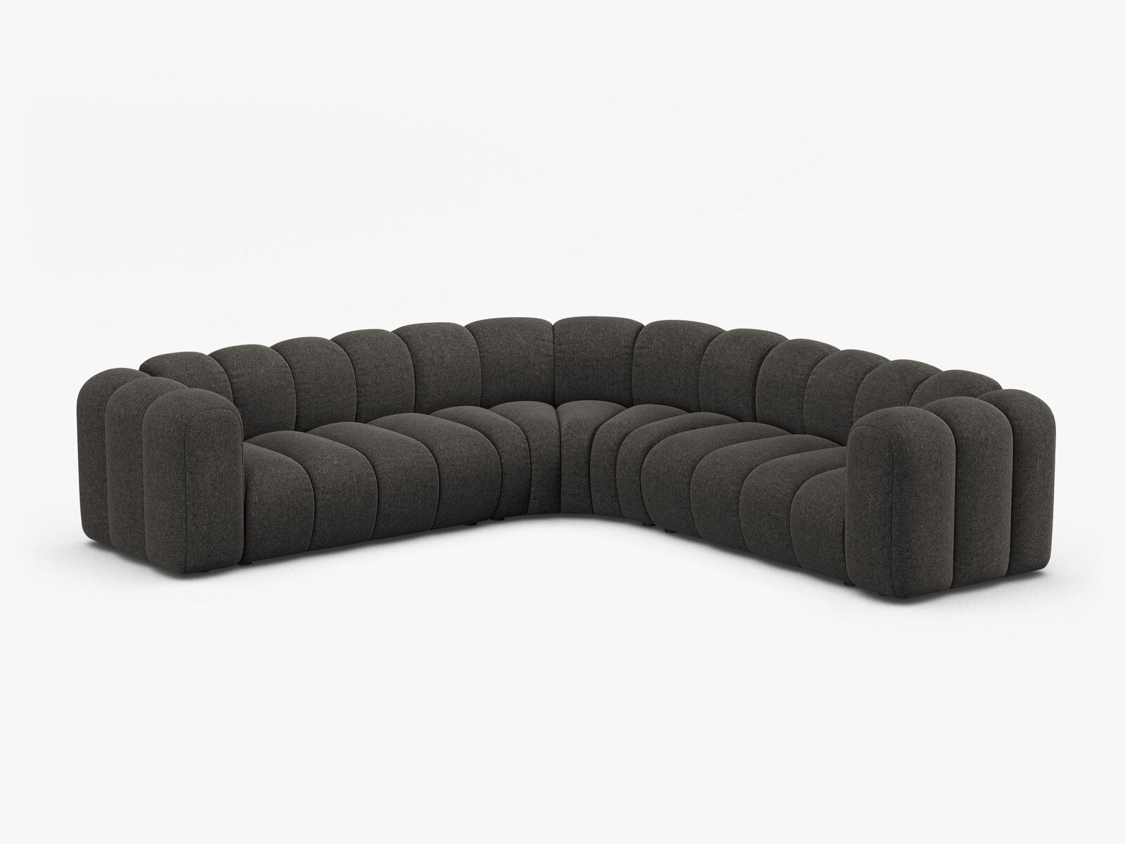Micadoni symmetrisches Ecksofa Lupine 5-Sitzer mittelgroß Chenille Eden Dunkelgrau