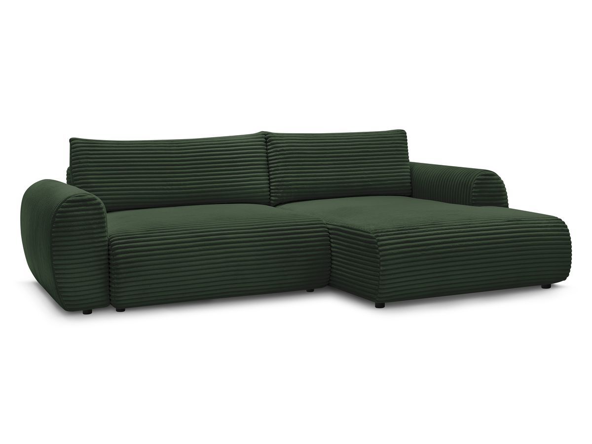 Bobochic Lucien Ecksofa mit Schlaffunktion und Bettkasten 314 × 167 cm Breitcord weich Grün Ecke rechts