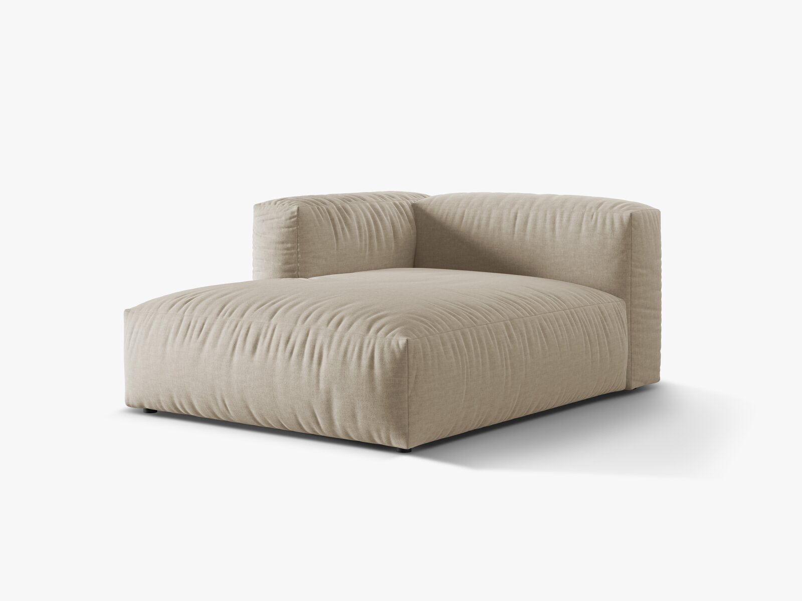 Micadoni Recamiere Martina 1-Sitzer Links Strukturierter Stoff Boston Helles Beige