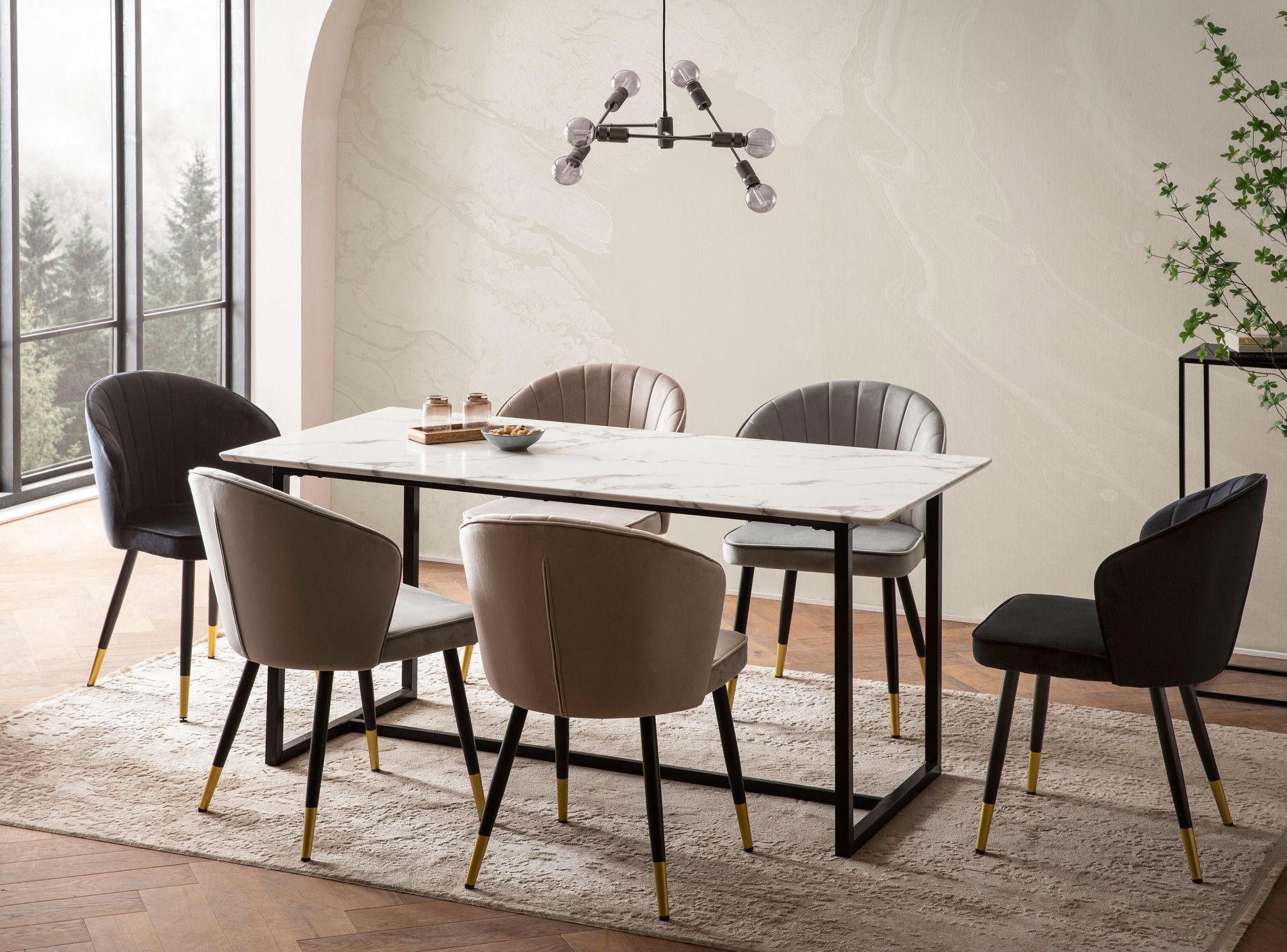 Esstisch Gjerstad Marmoroptik Weiß 160 × 80 × 76 cm