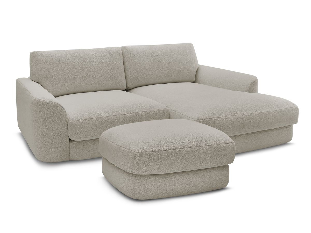 Bobochic Leonore Ecksofa mit Pouf Bouclé-Stoff Taupe Ecke rechts
