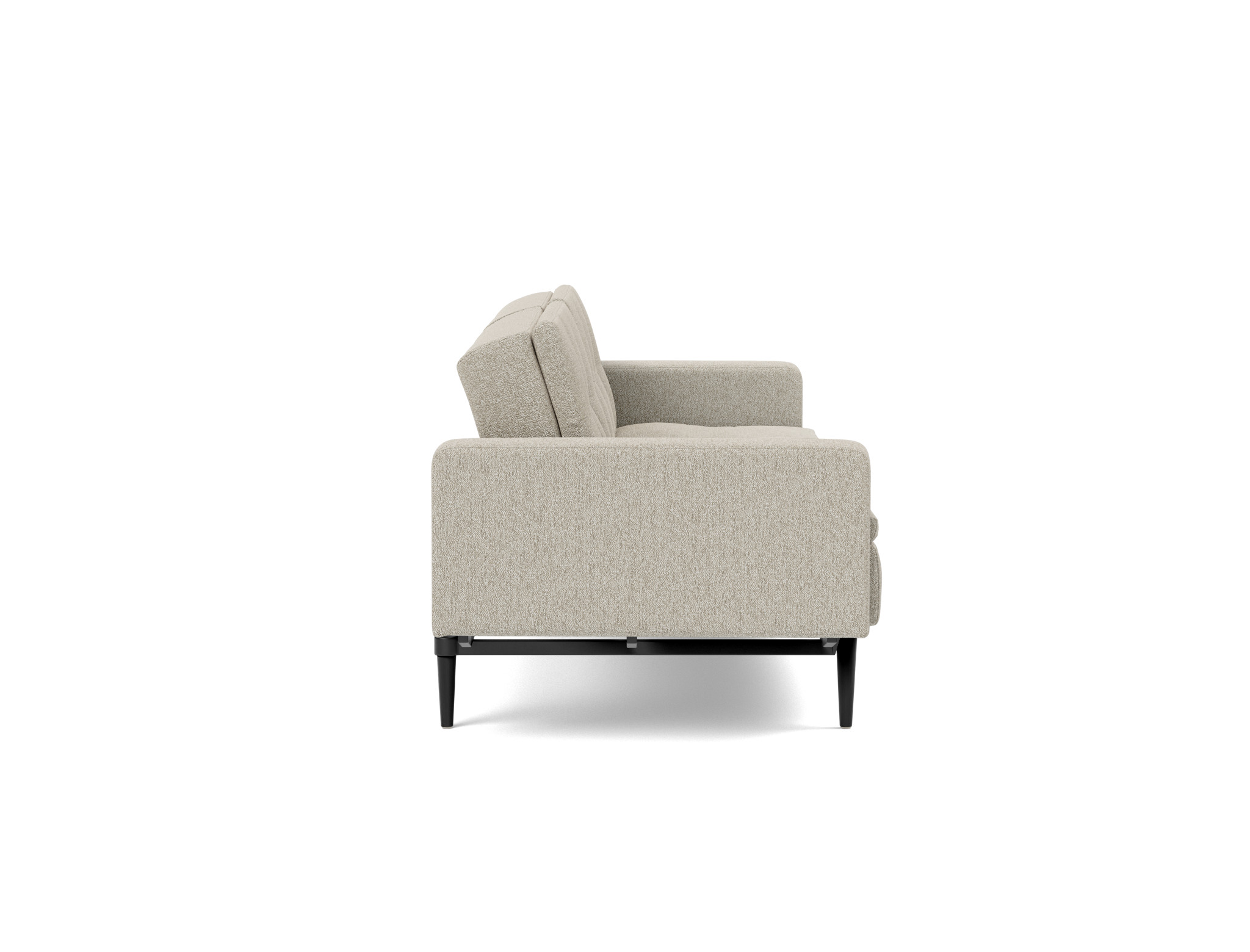 Schlafsofa Dublexo mit Armlehnen Boucle Skandi 539-Beige Beine Styletto Eiche schwarz