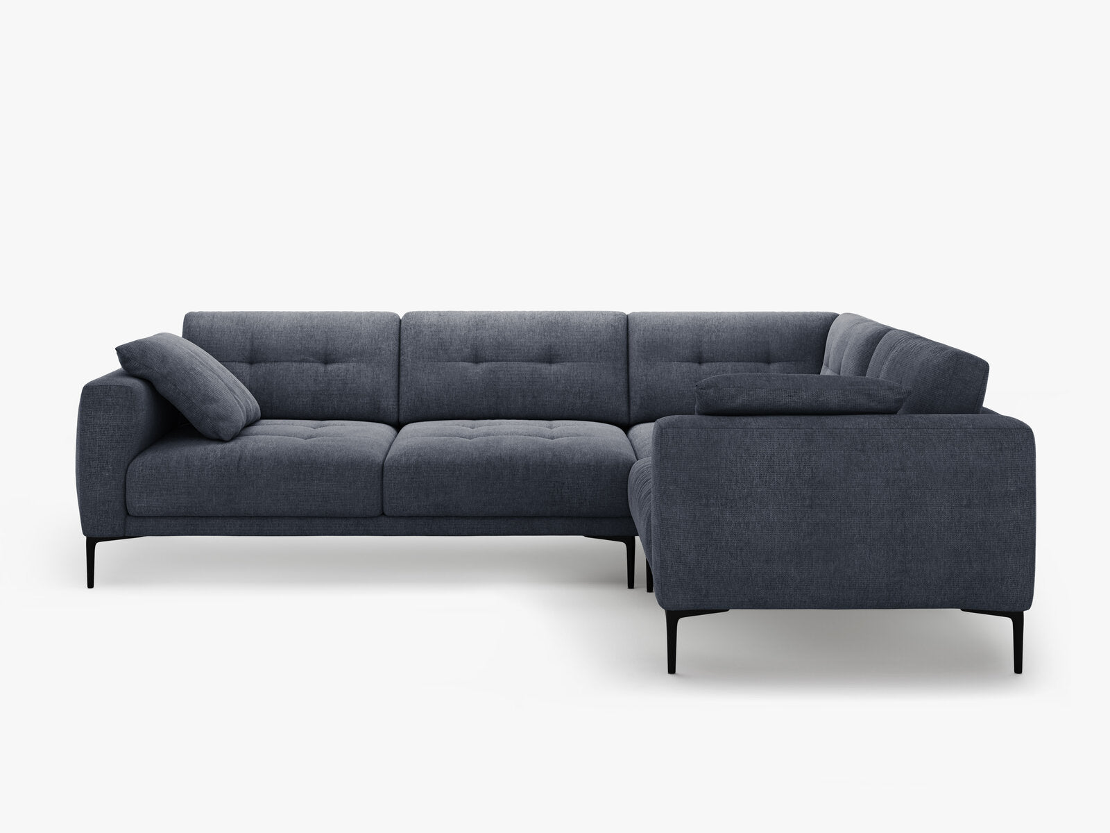 Micadoni Ecksofa Bemy 4-Sitzer Rechts Strukturierter Stoff Dunkelblau
