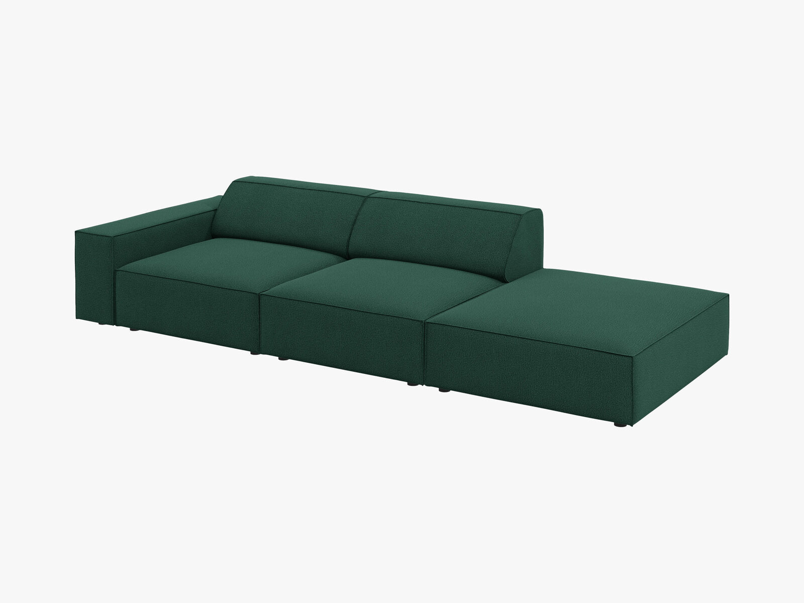 Micadoni Sofa Jodie 3-Sitzer Rechts Strukturierter Stoff Megan Grün