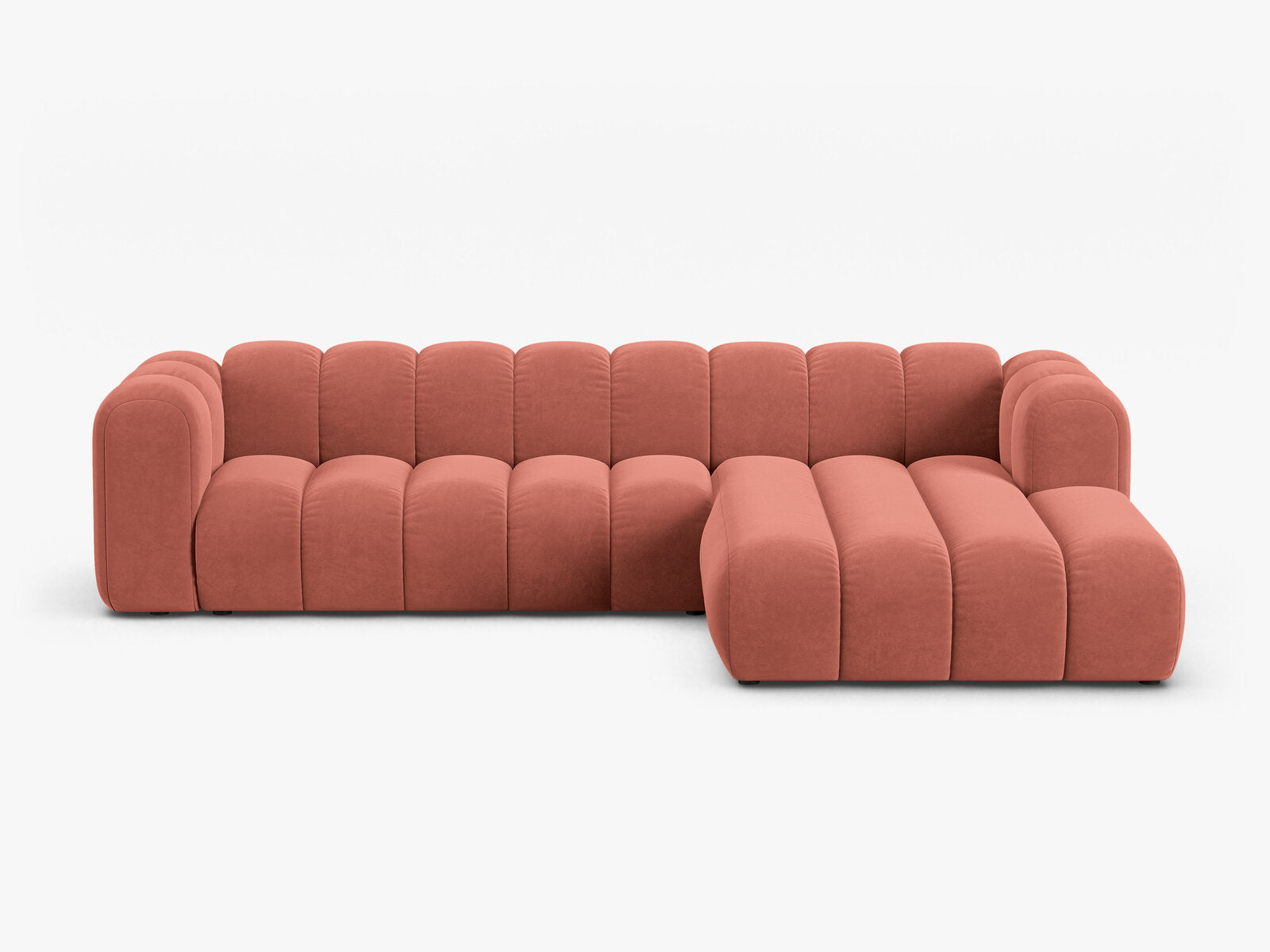 Micadoni Modulares Ecksofa Lupine 4-Sitzer Rechts Samt Salvador Koralle