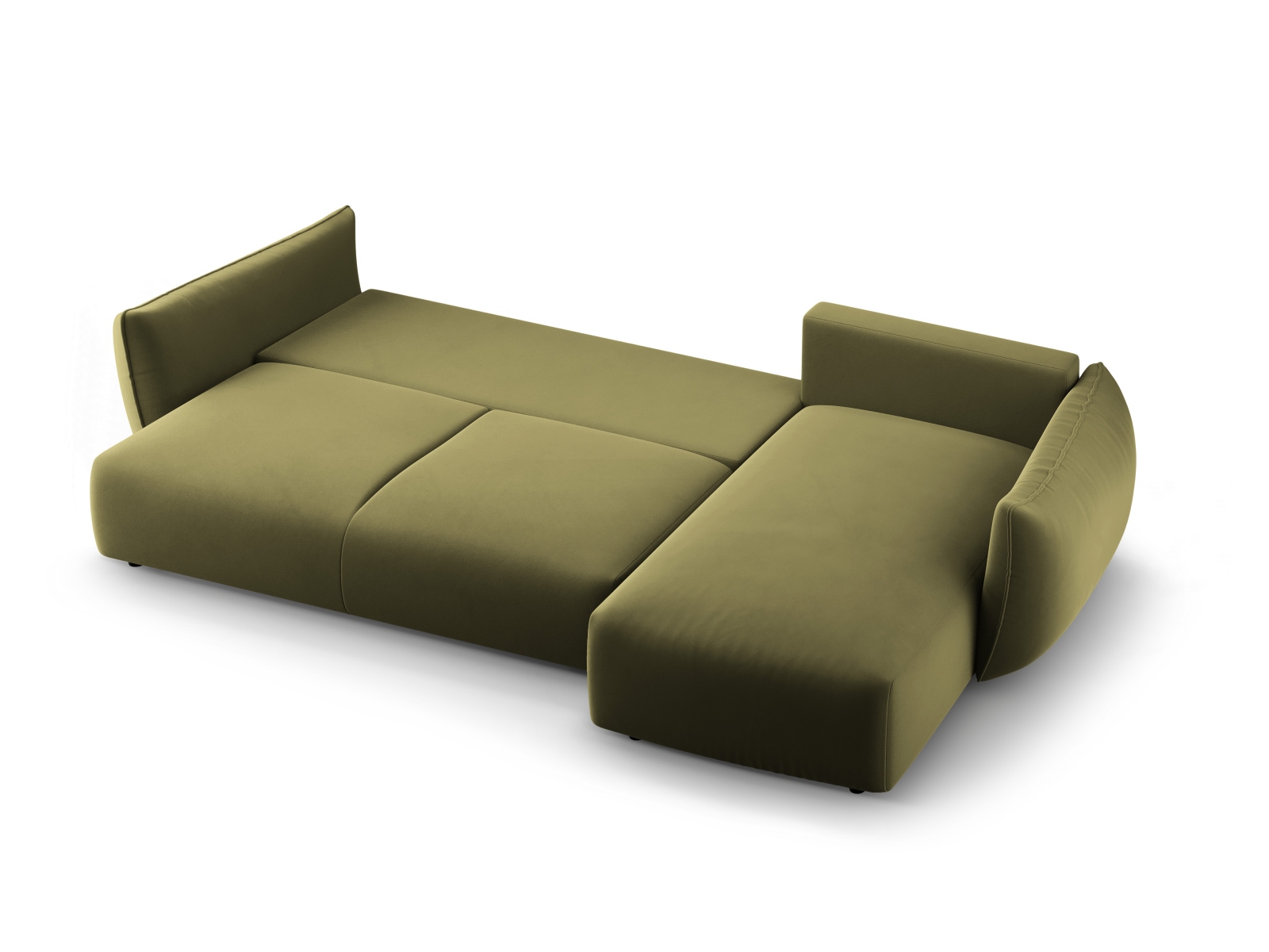 Cosmopolitan Design Ecksofa Matera 4-Sitzer mit Schlaffunktion Samt Salvador Grün Rechts